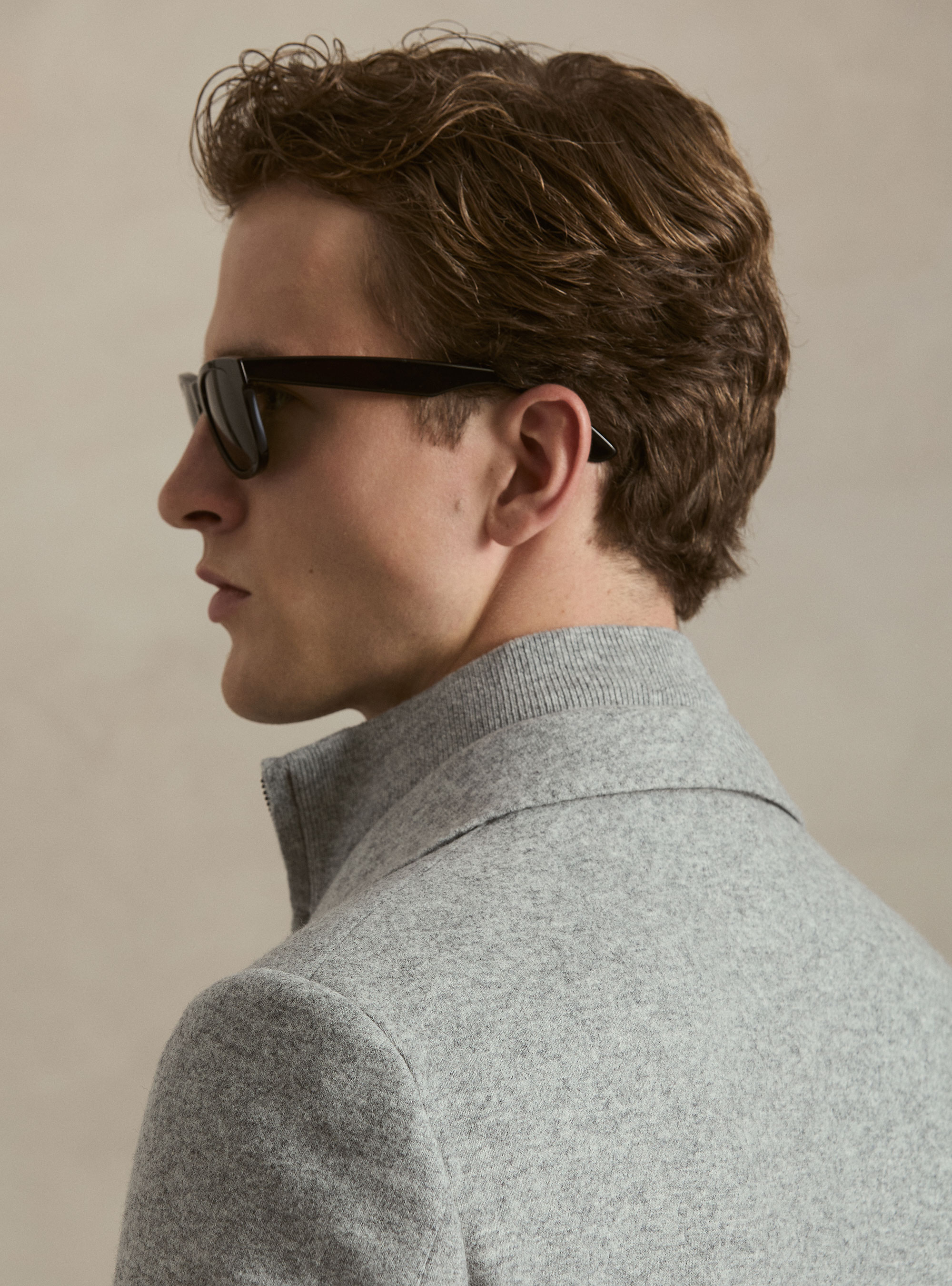 M&eacute;lange Wool-Blend Jersey Jacket with Internal Bib, LIGHT GREY MELANGE