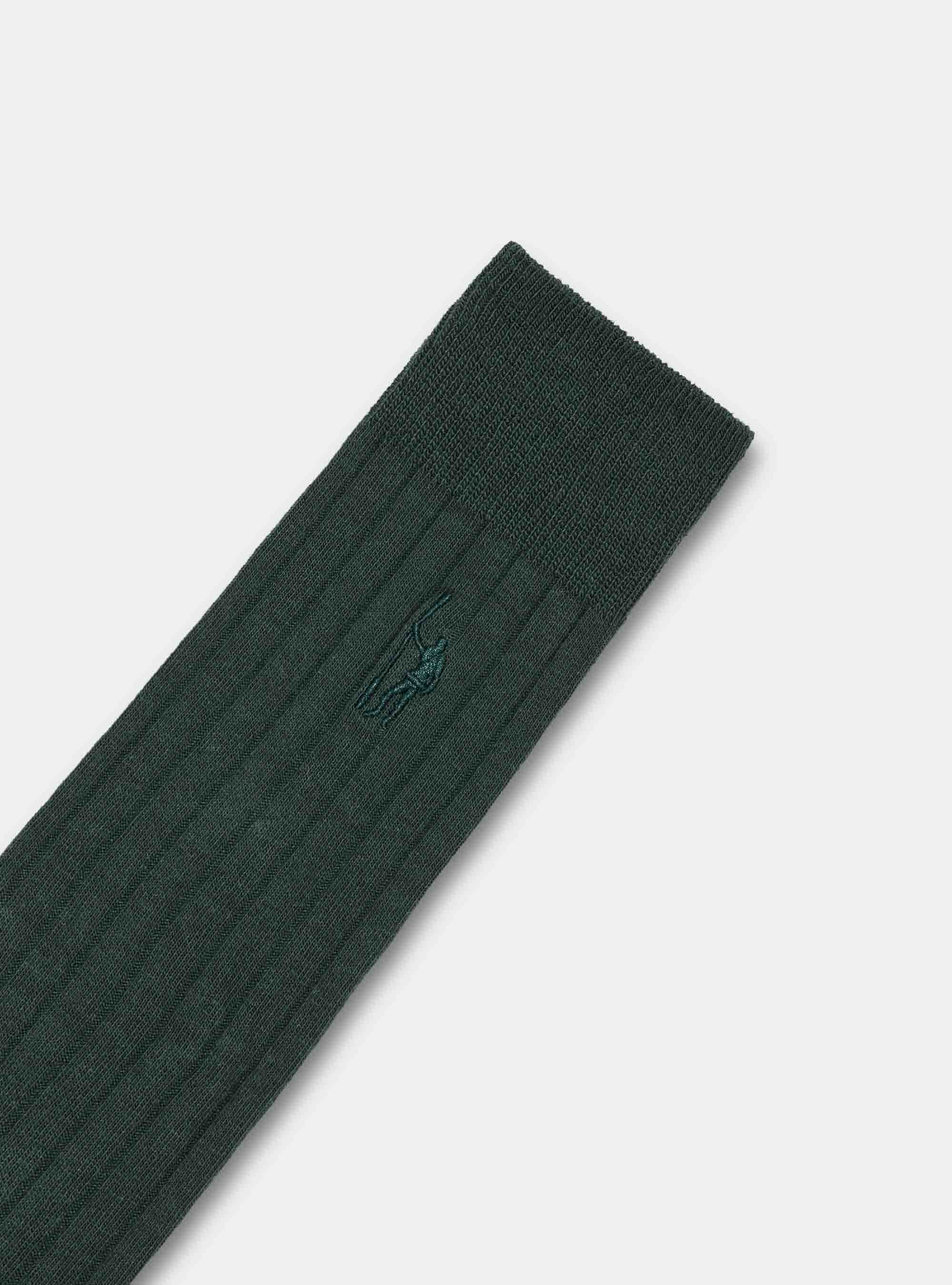 Ribbed embroidered socks, GREEN