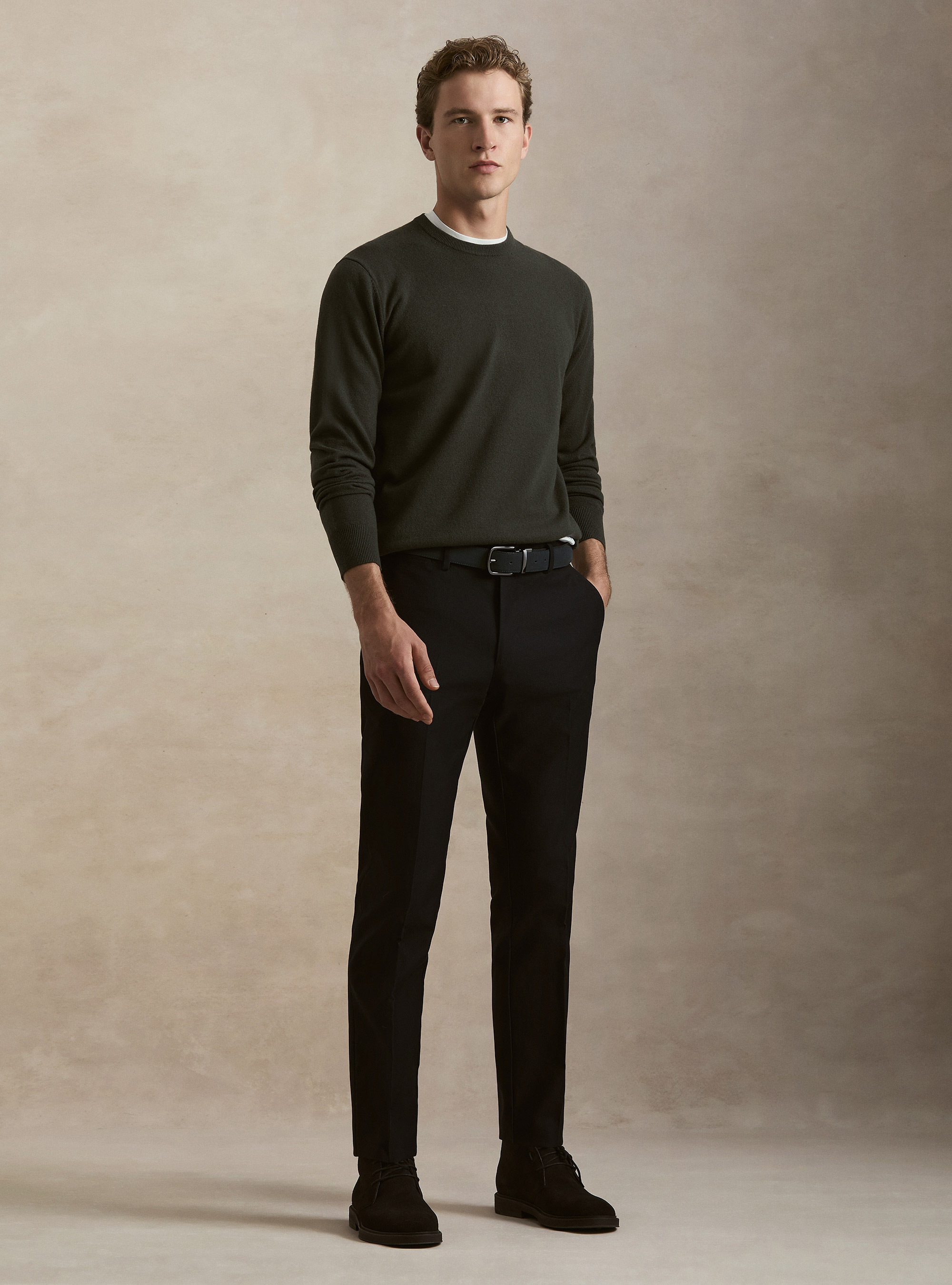Rundhals-Pullover aus Lambswool und Kaschmir, MILITARE 0609C