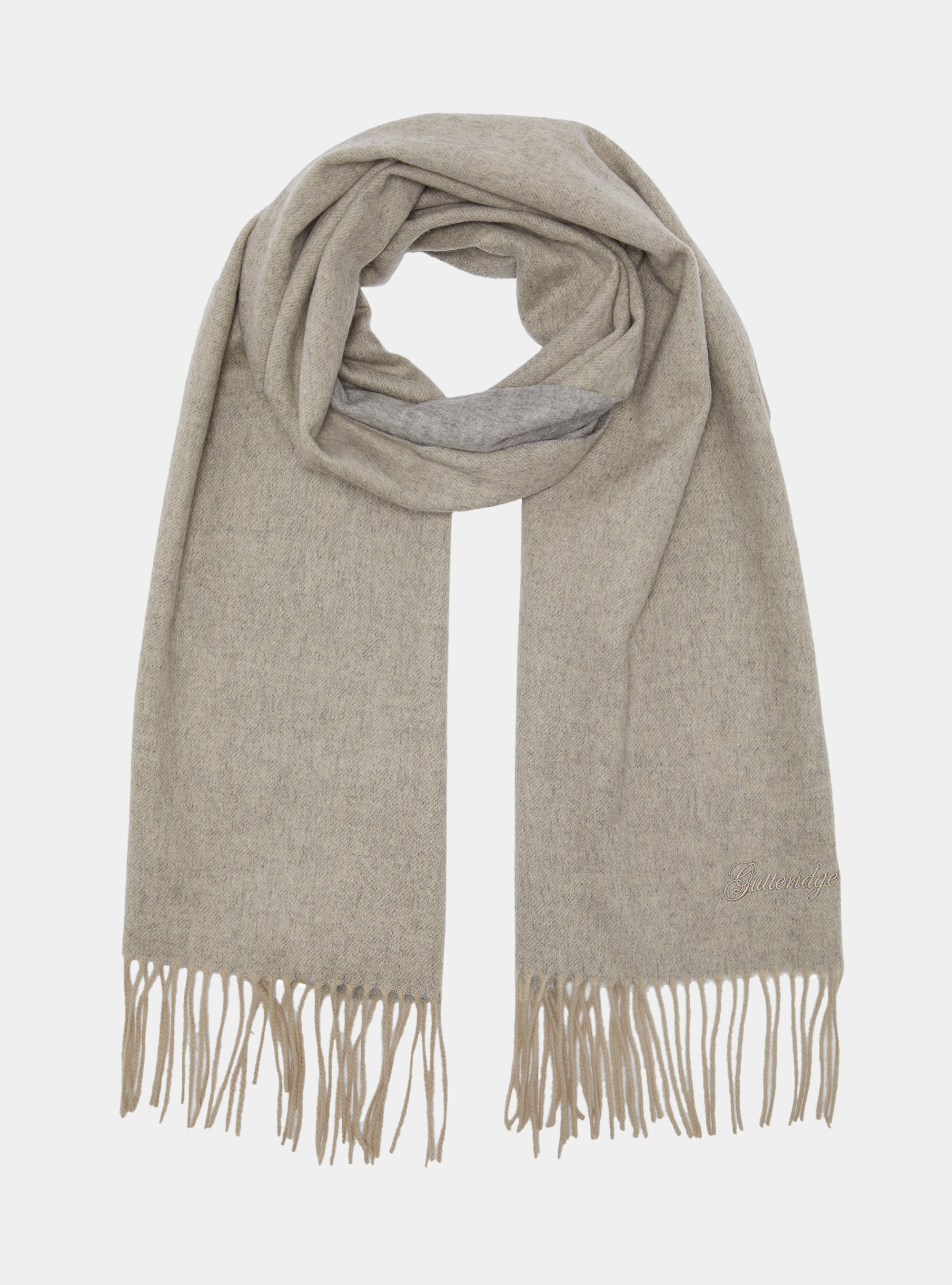 Sciarpa double face in lana e cashmere, ECRU