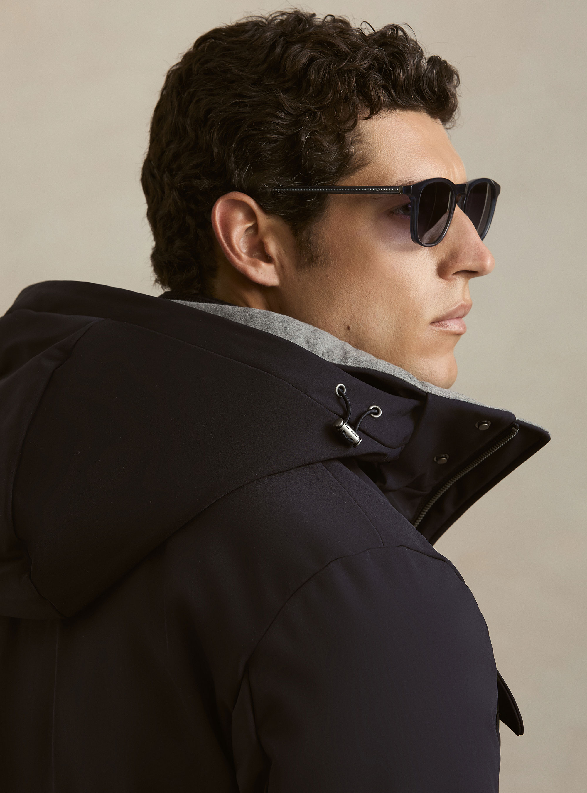 Blouson technique &agrave; capuche avec cordon de serrage, BLEU MARINE