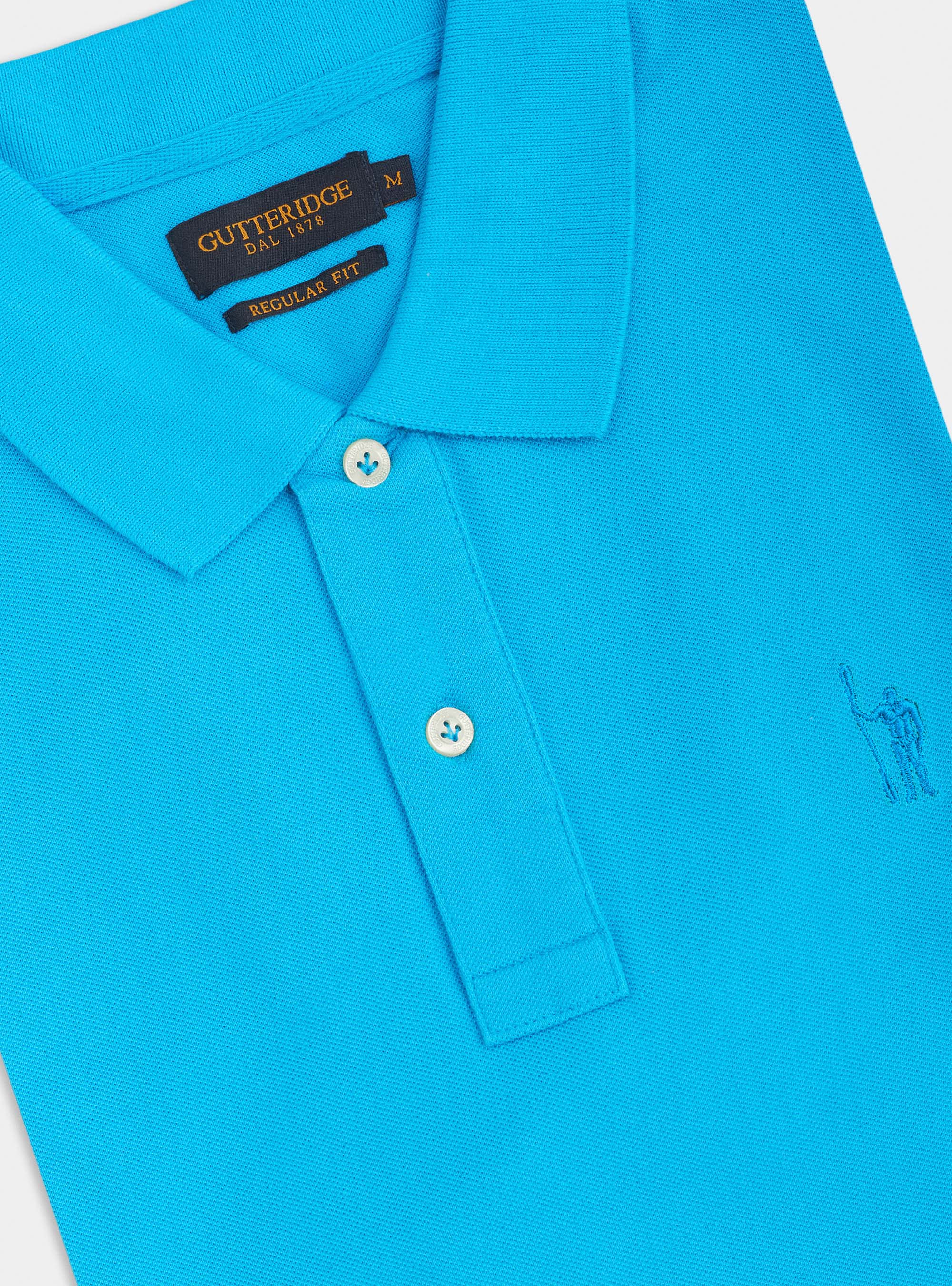 Polo classica con ricamo, TURCHESE 0258C