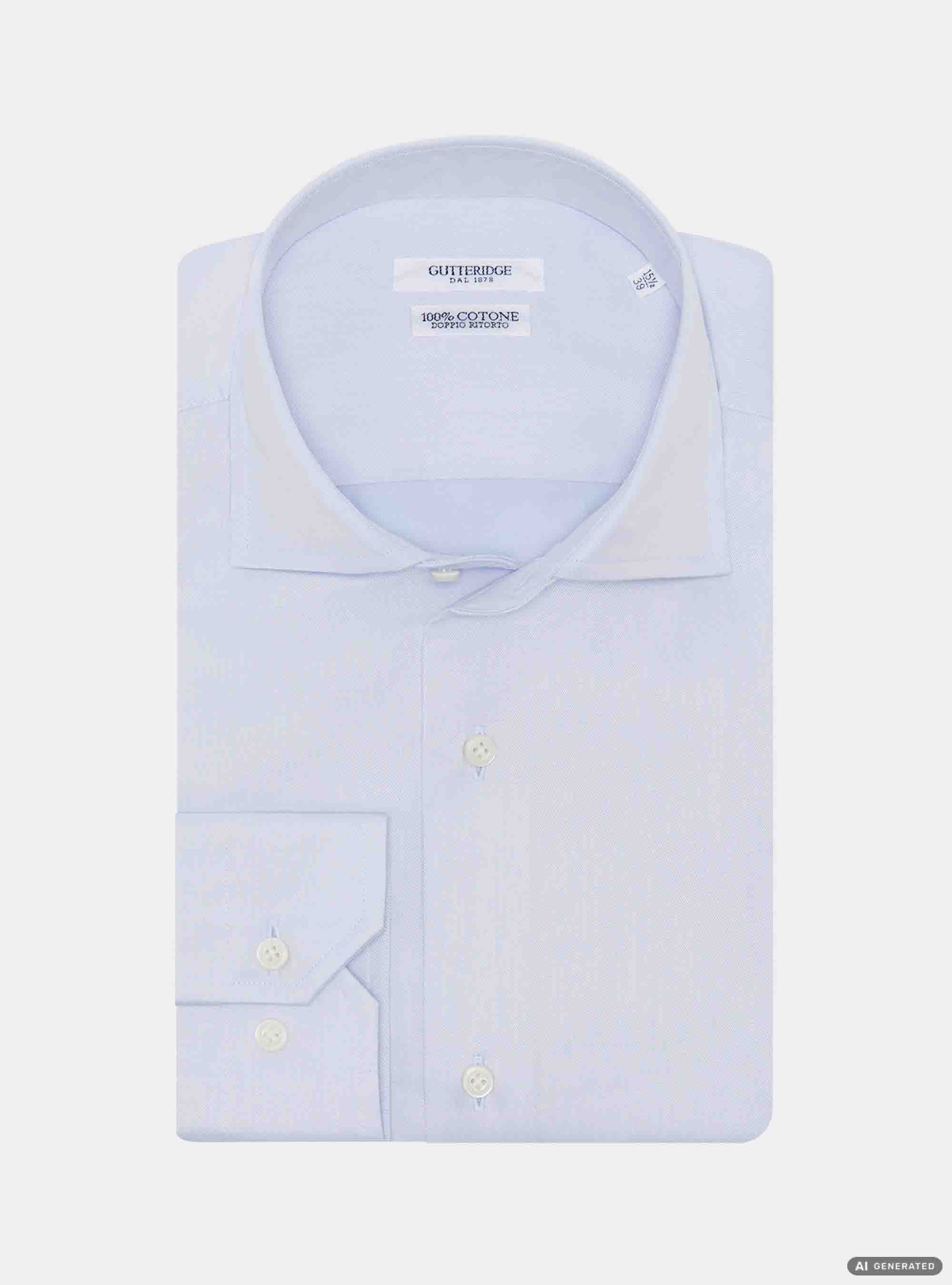 Camicia in cotone twill, AZZURRO