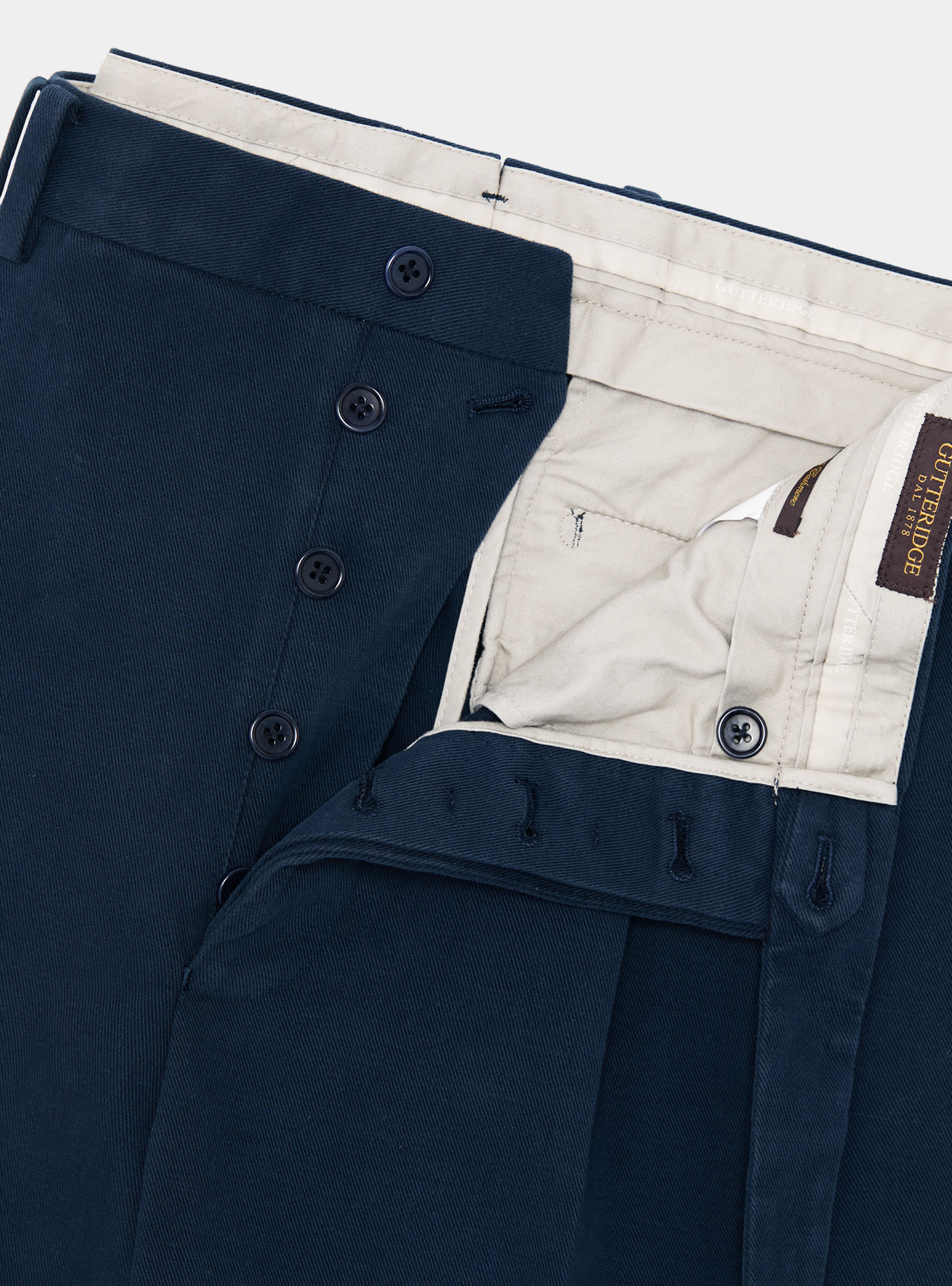 Pantal&oacute;n de pinzas de sarga de algod&oacute;n y cachemira, AZUL MARINO