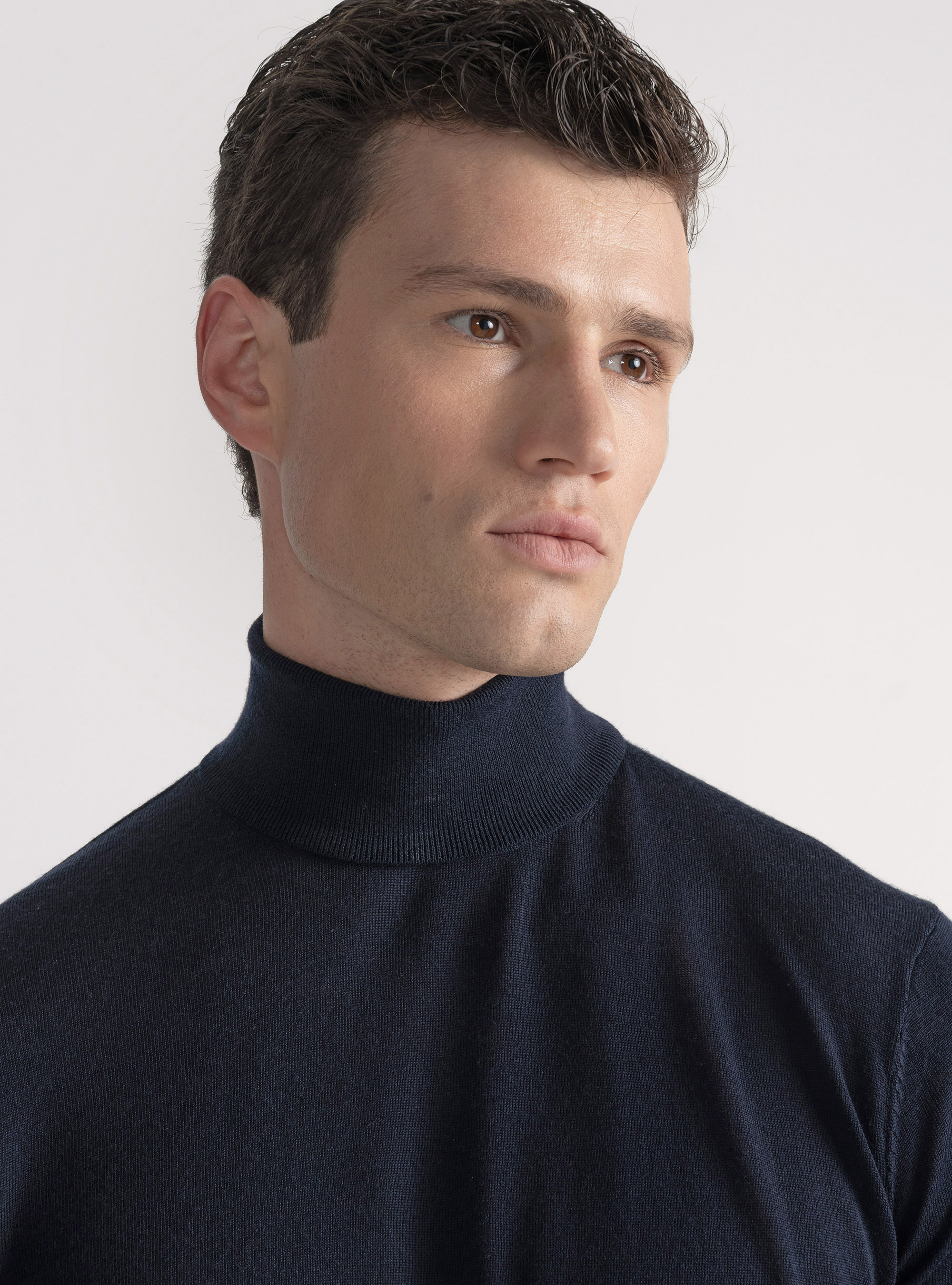 Turtleneck in pure extra-fine merino wool, NAVY BLUE