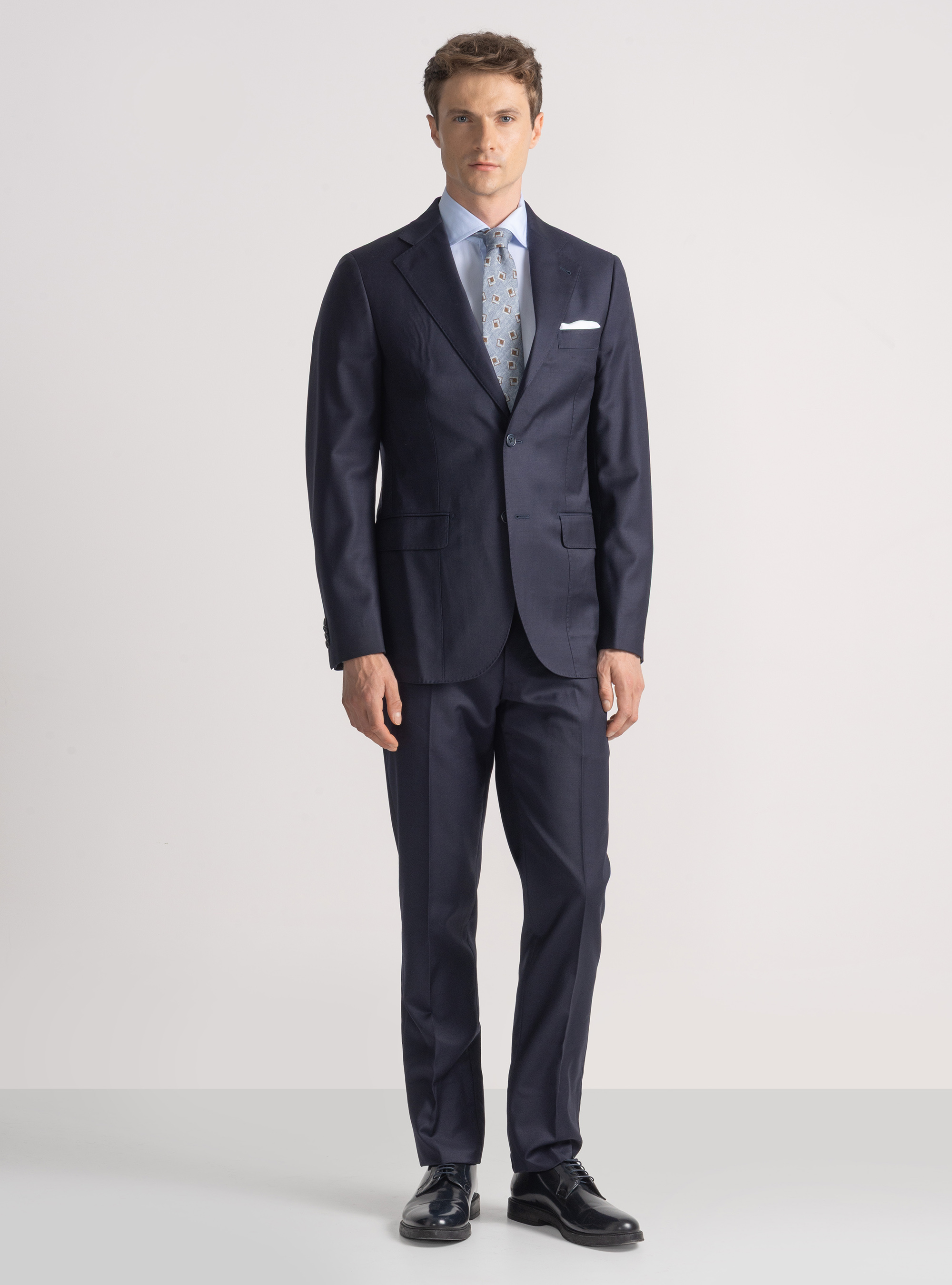 Suit trousers in pure superfine 120s wool, NAVY BLUE