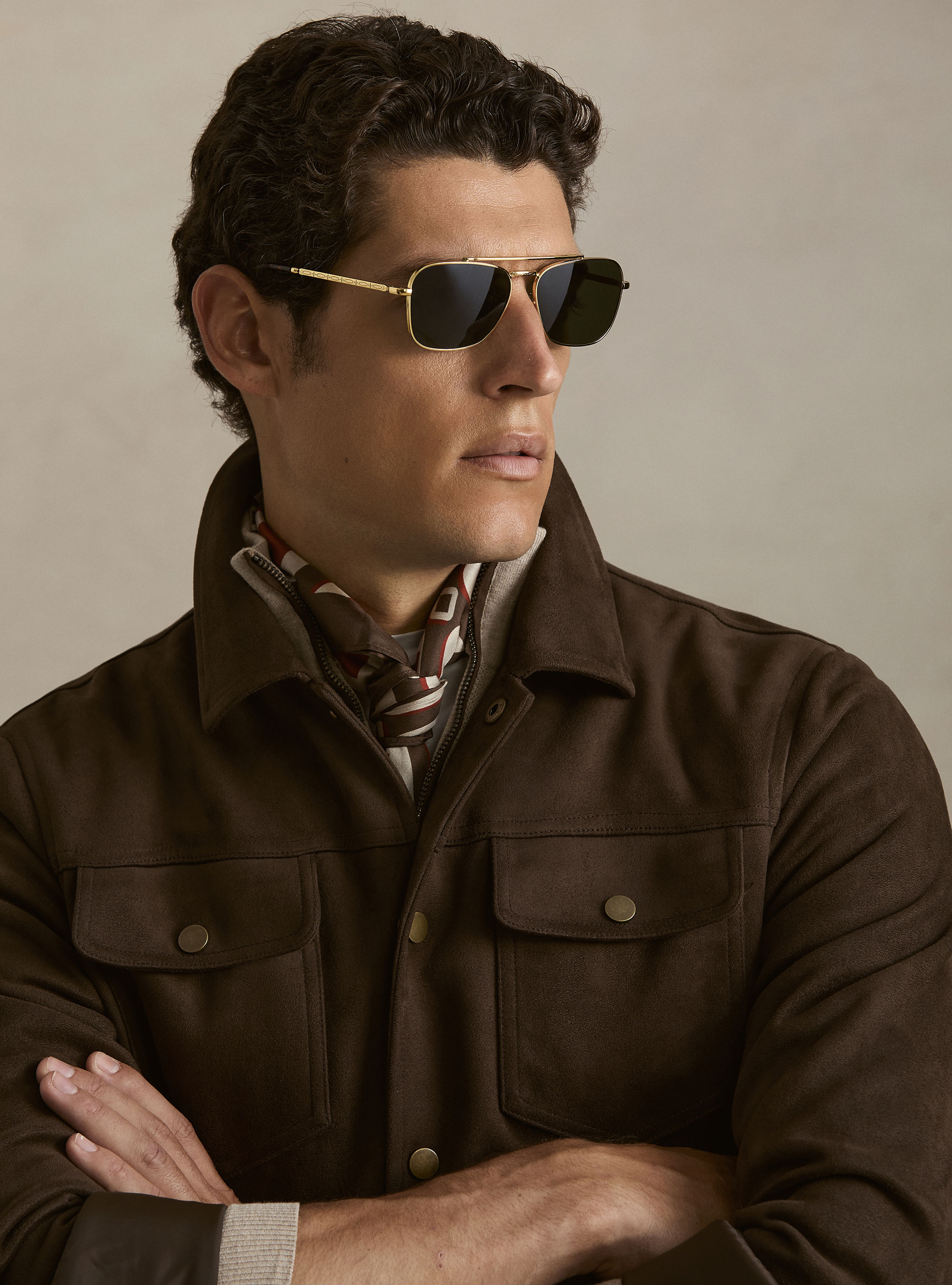 Giubbino a camicia effetto suede, MARRONE 0508C