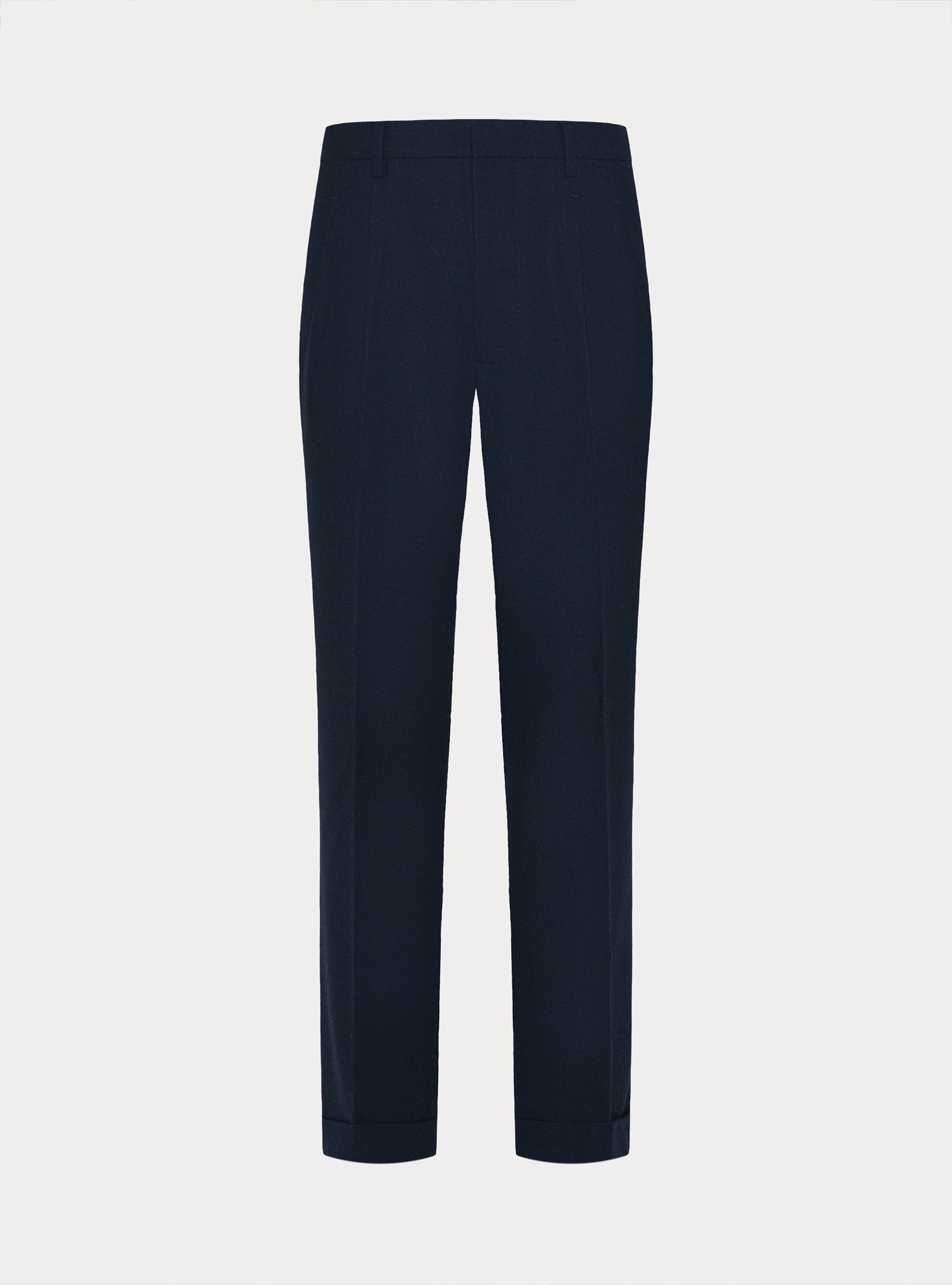 Lightweight wool blend pleated trousers, NAVY
