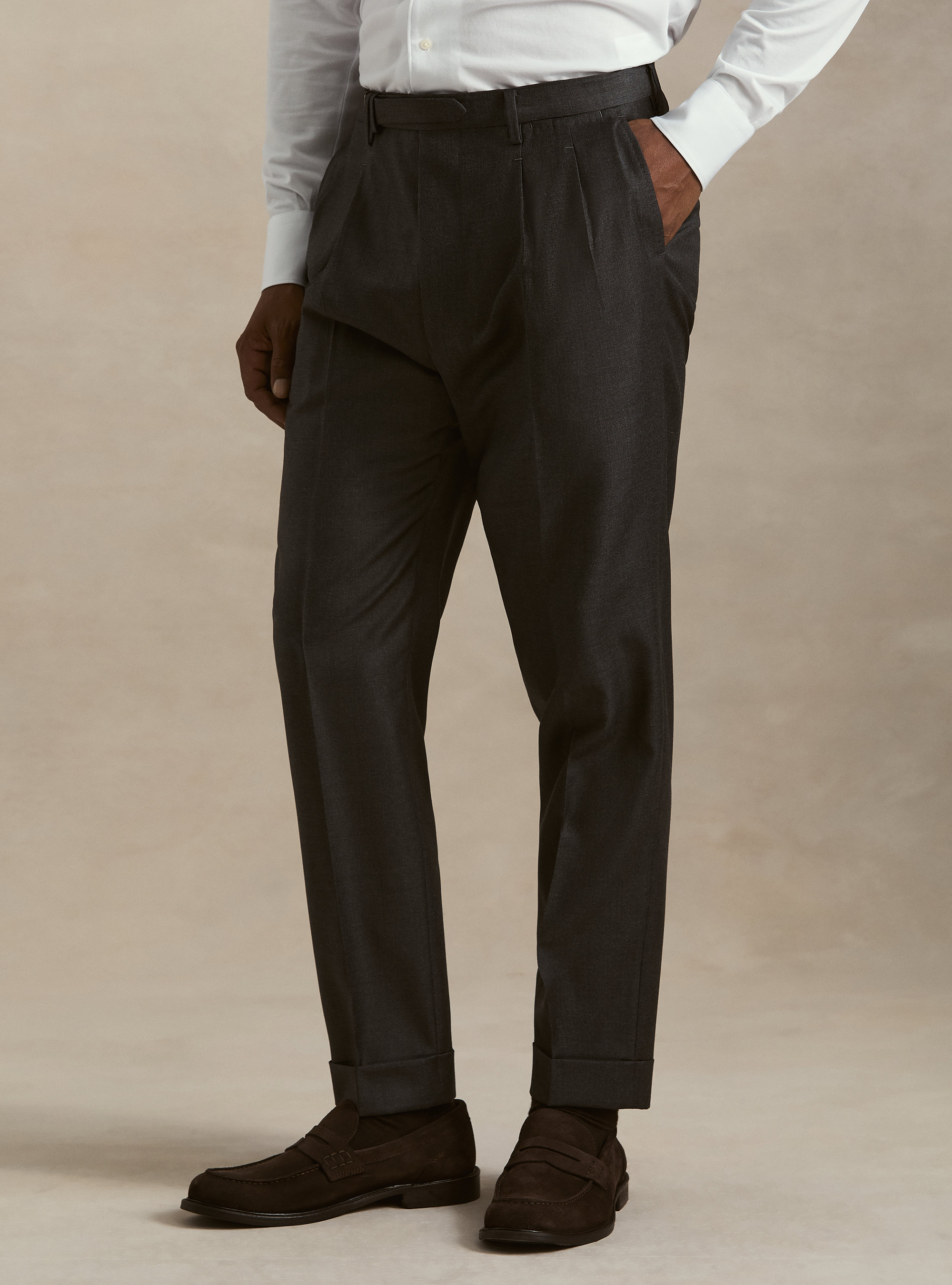 Pantalones de pinzas en lana de Vitale Barberis Canonico, GRIS MARENGO