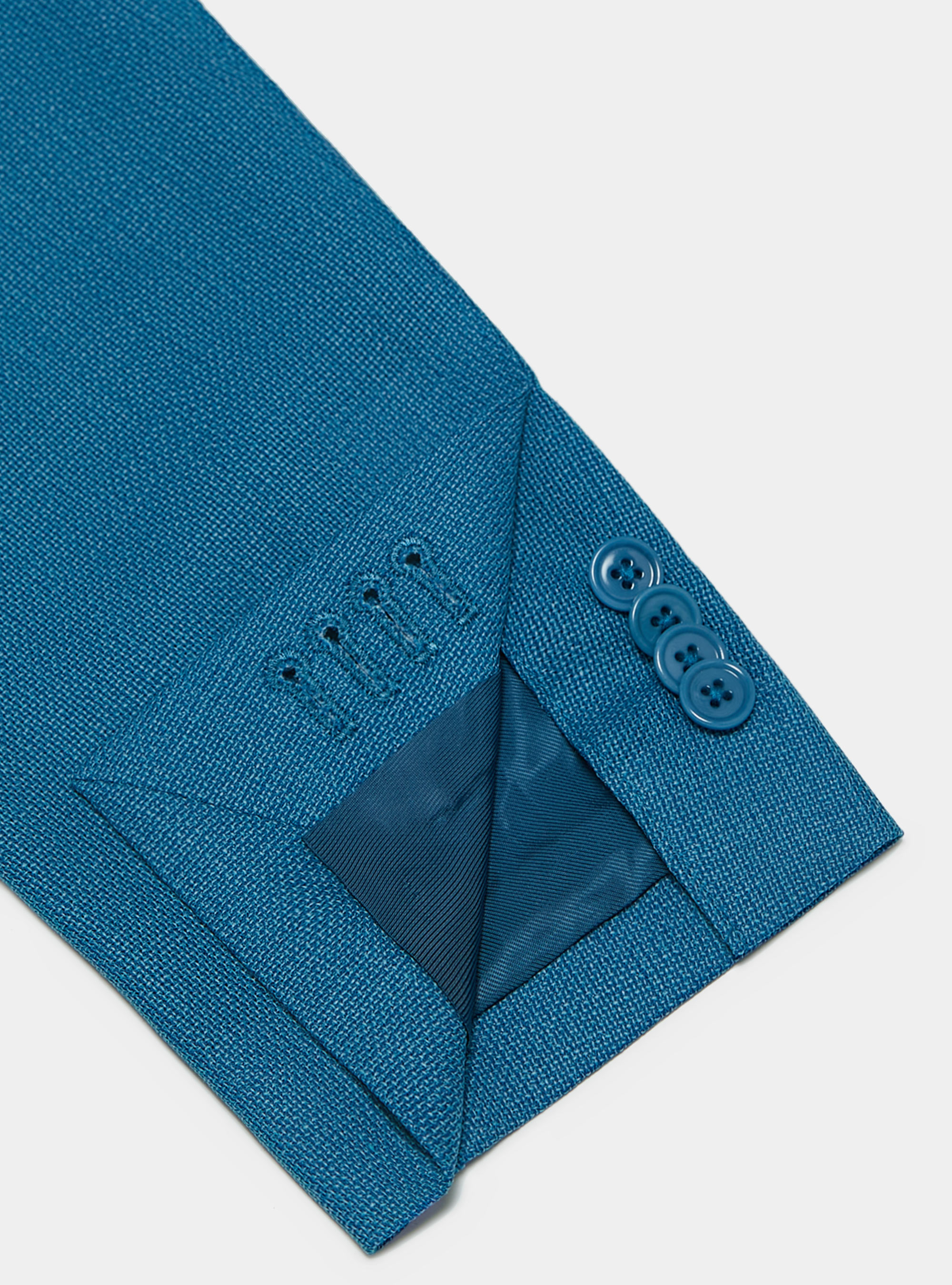 Micro-textured pure wool blazer, PETROL