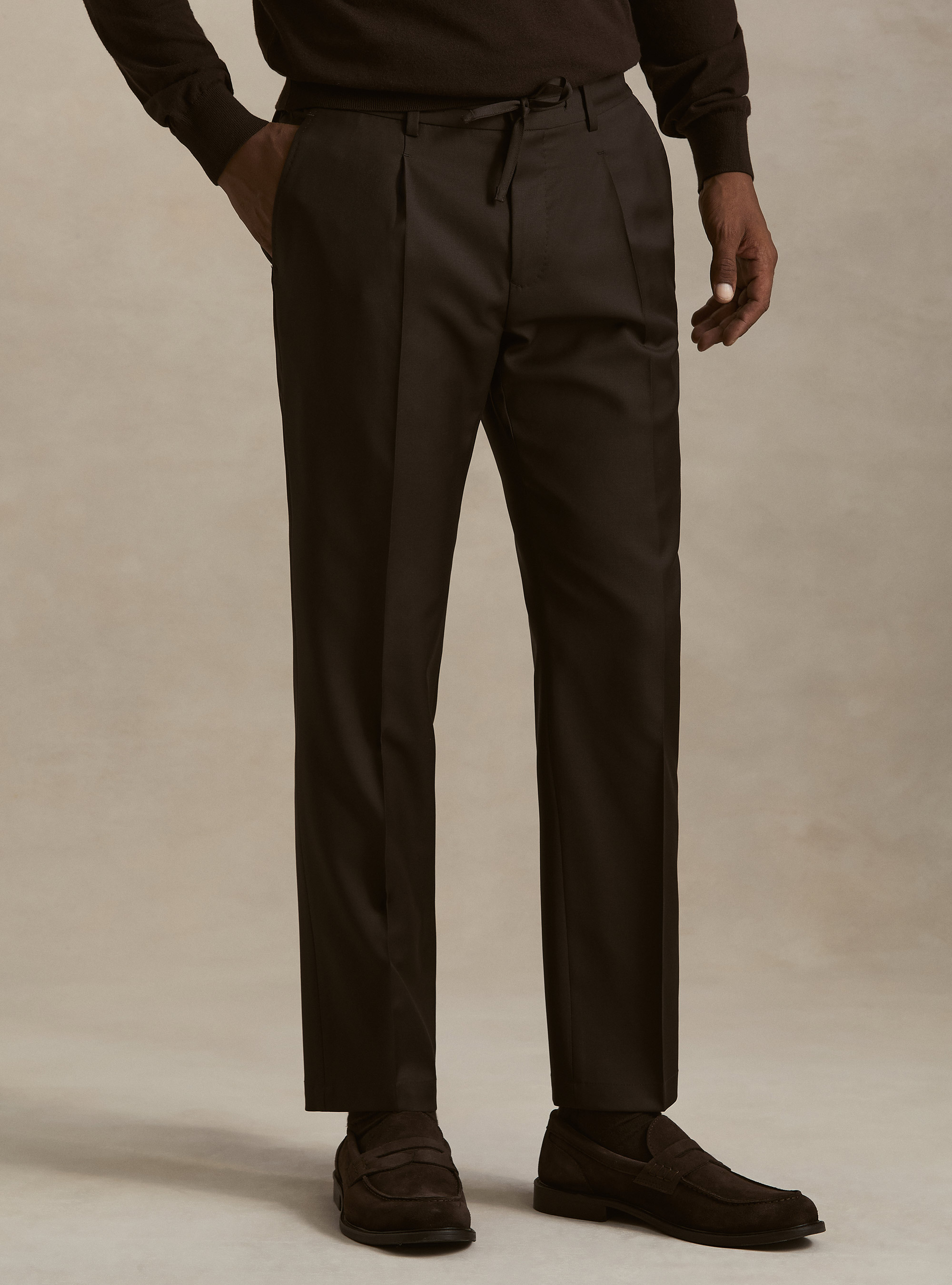 VBC wool drawstring trousers, MARRONE 0508C