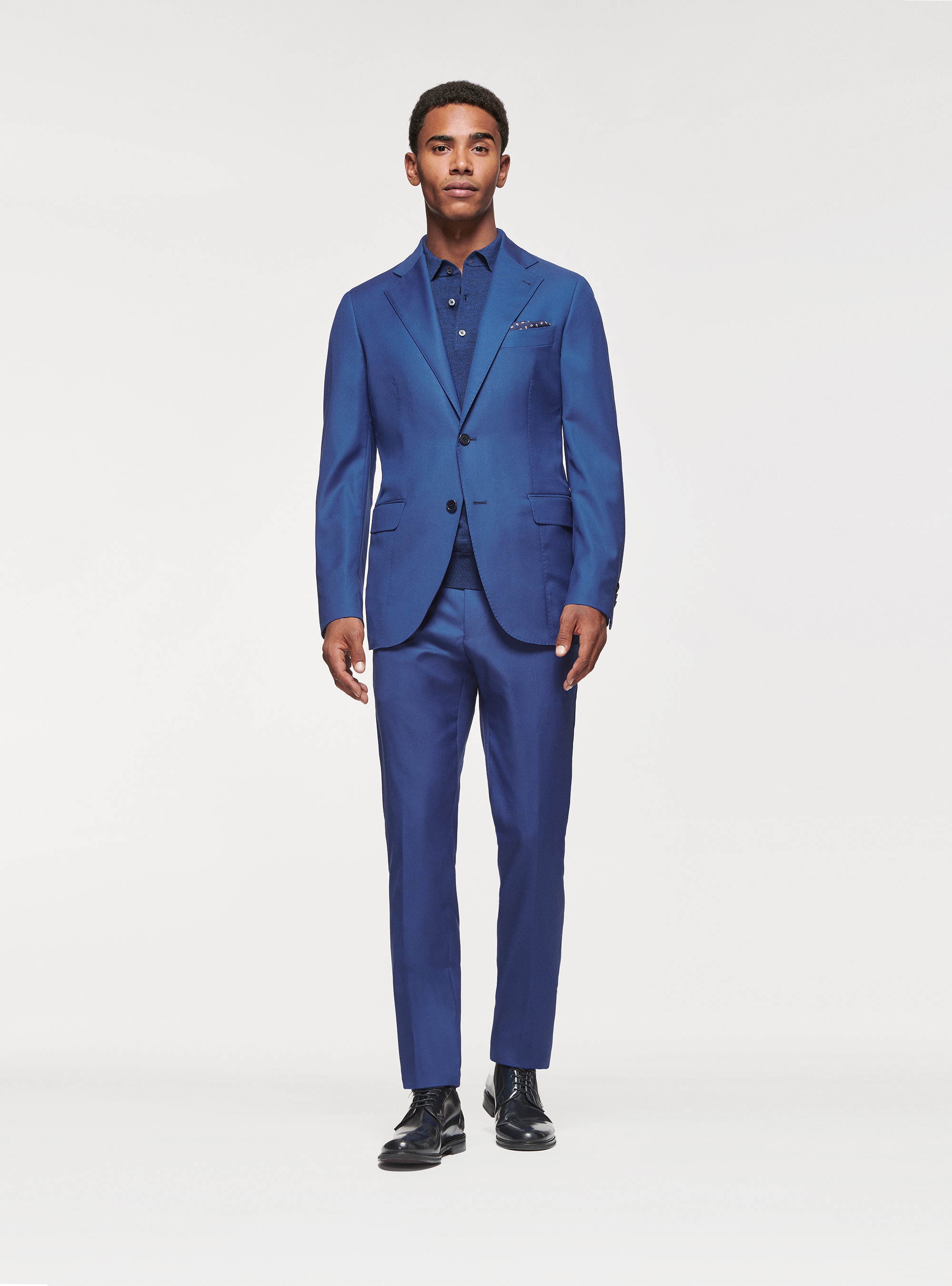 Pantaloni in pura lana superfine 110's, BLU ROYAL