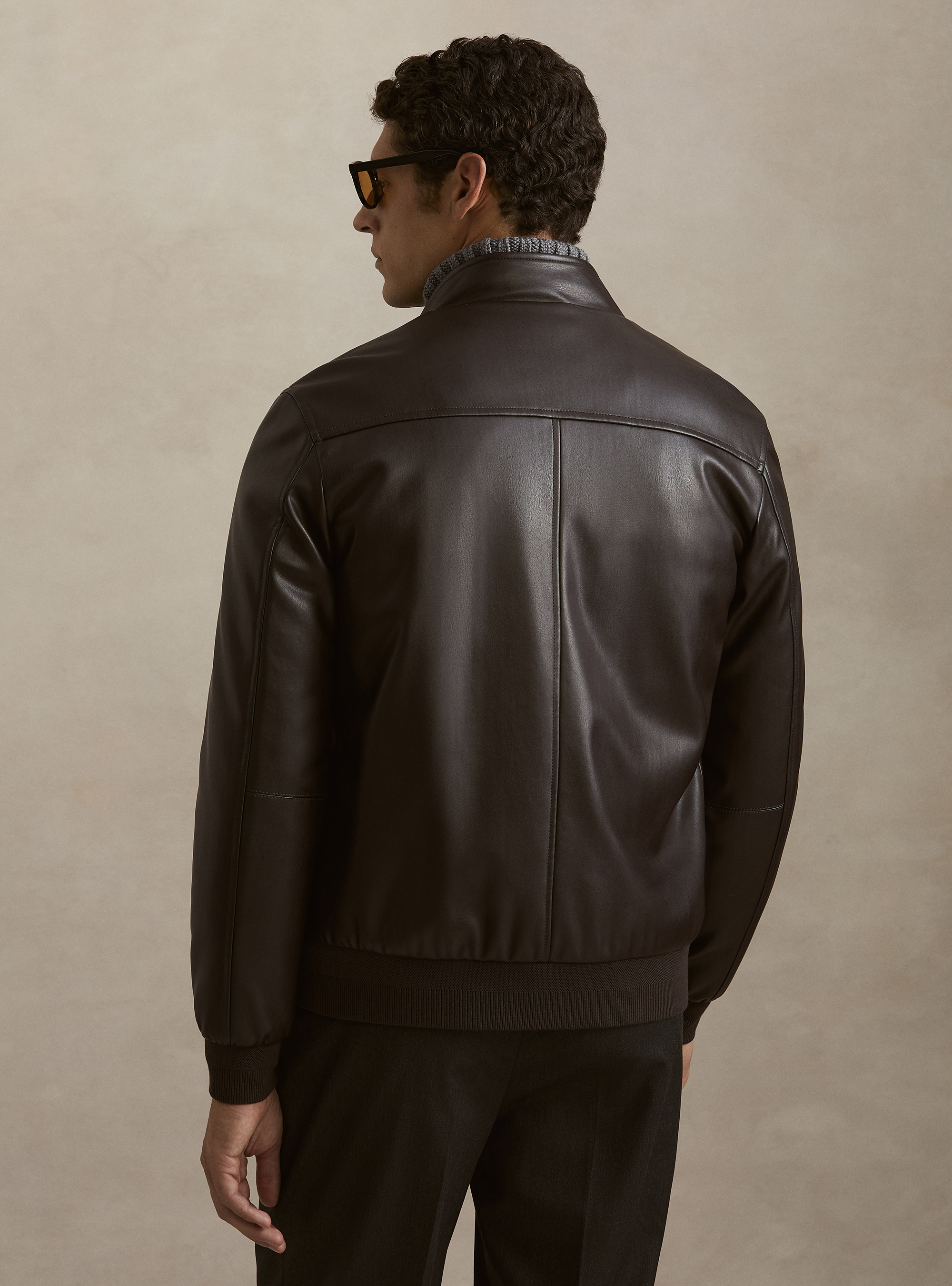 Faux leather jacket, BROWN