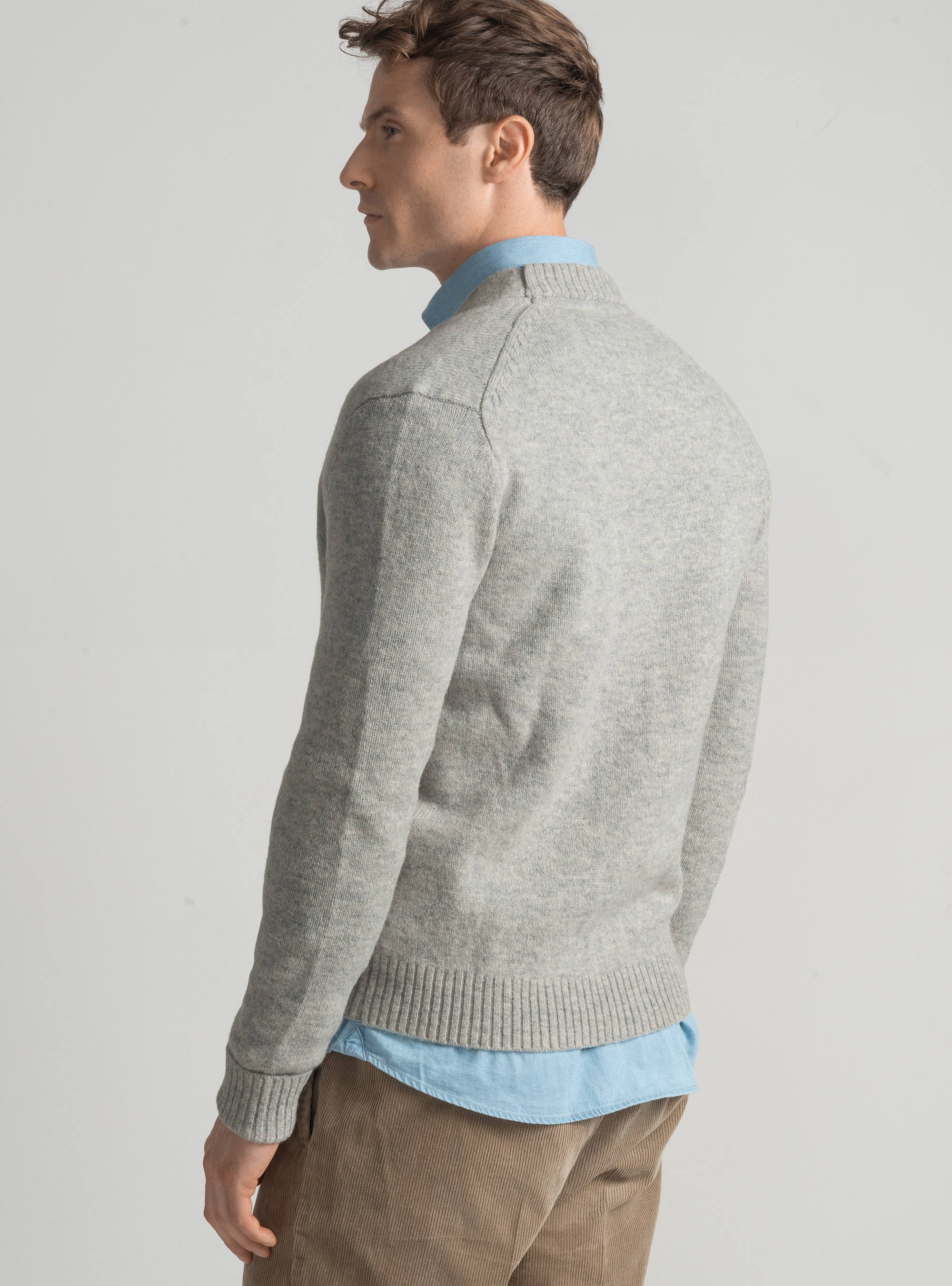 Cardigan in maglia di lana shetland, GRIGIO MELANGE 0151C