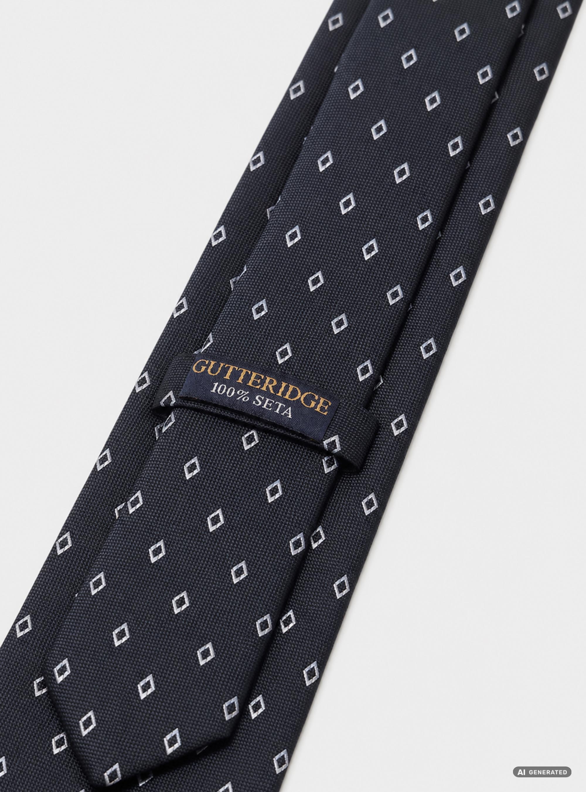 Corbata de seda jacquard con microestampado de rombos, AZUL MARINO