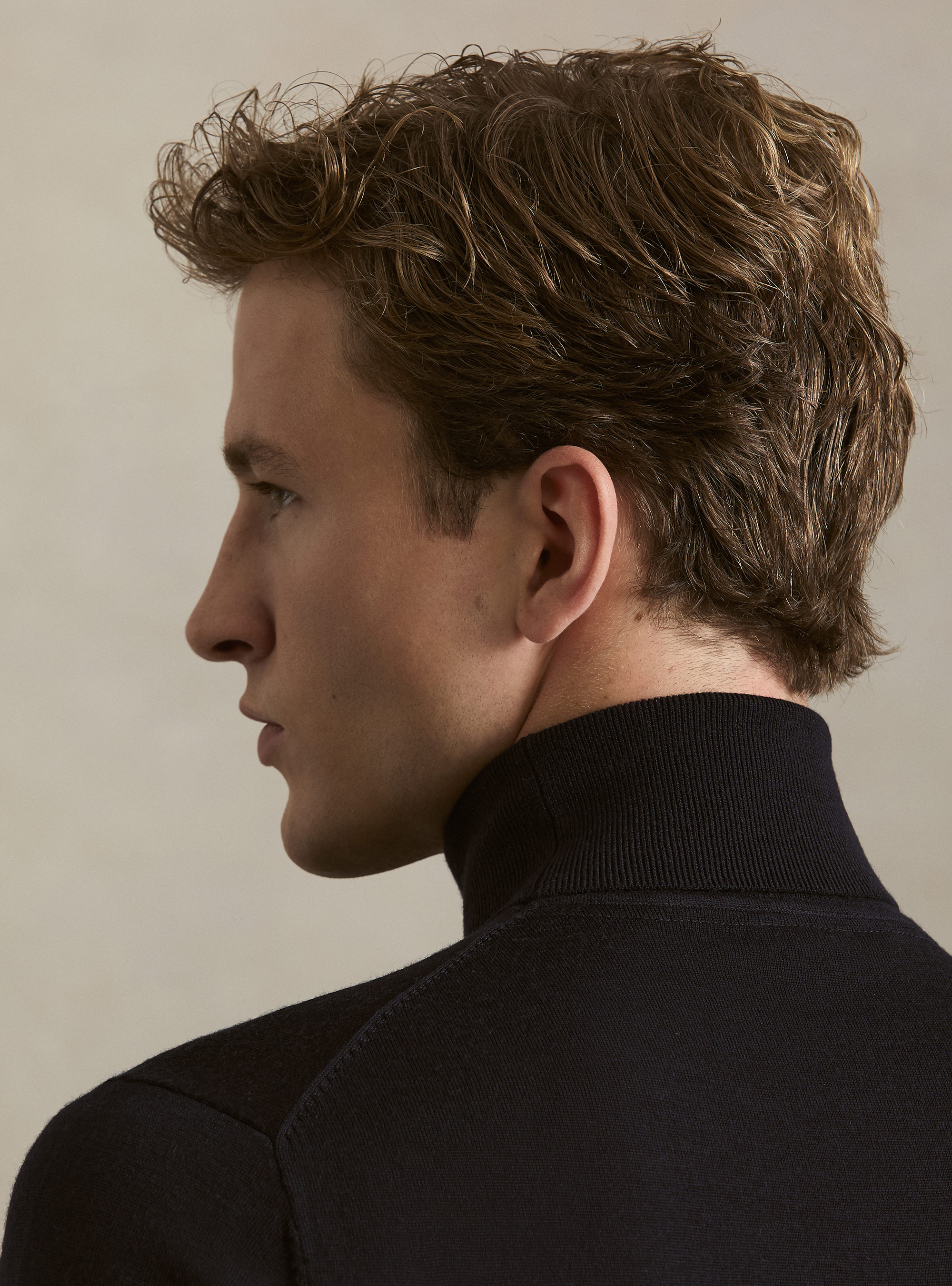 Rollkragenpullover aus reiner extrafeiner Merinowolle, NAVY 0218C