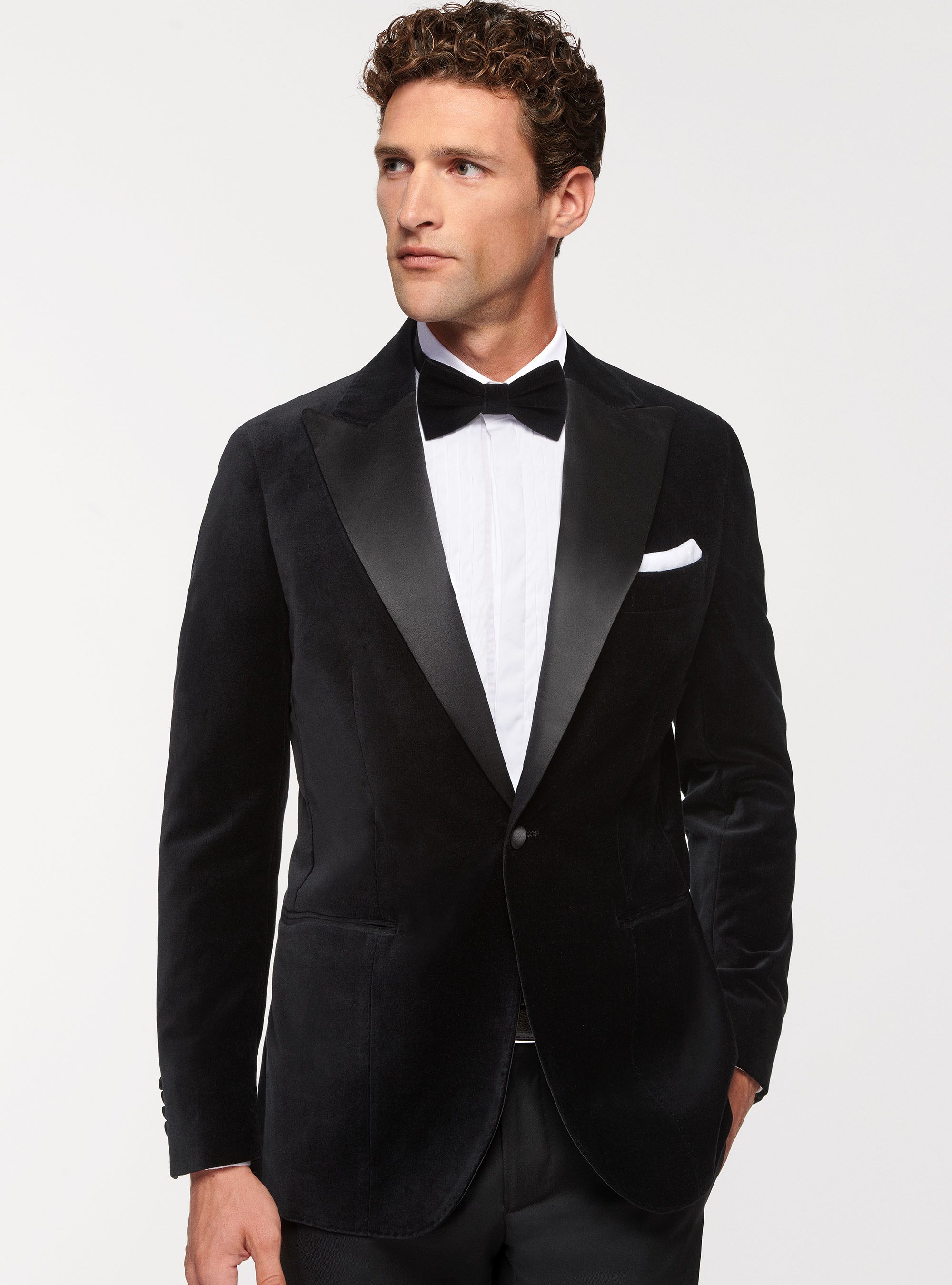 Velvet tuxedo blazer, BLACK