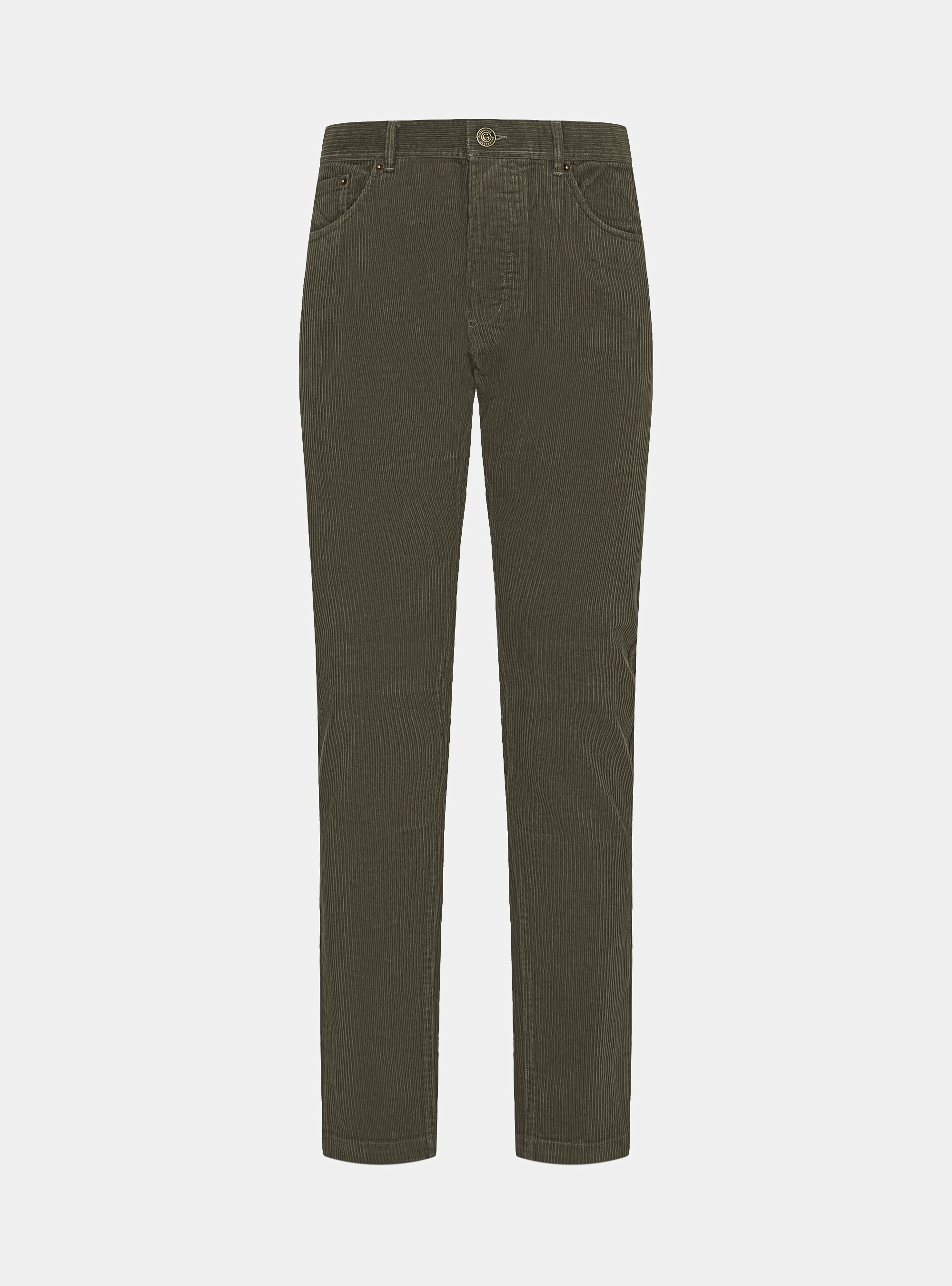 Pantaloni cinque tasche in velluto, VERDE