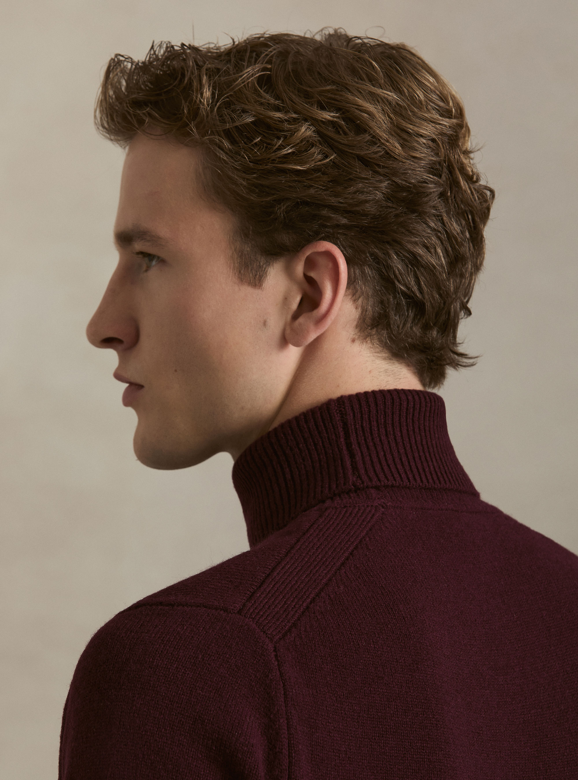 Merino wool turtleneck sweater, BORDEAUX