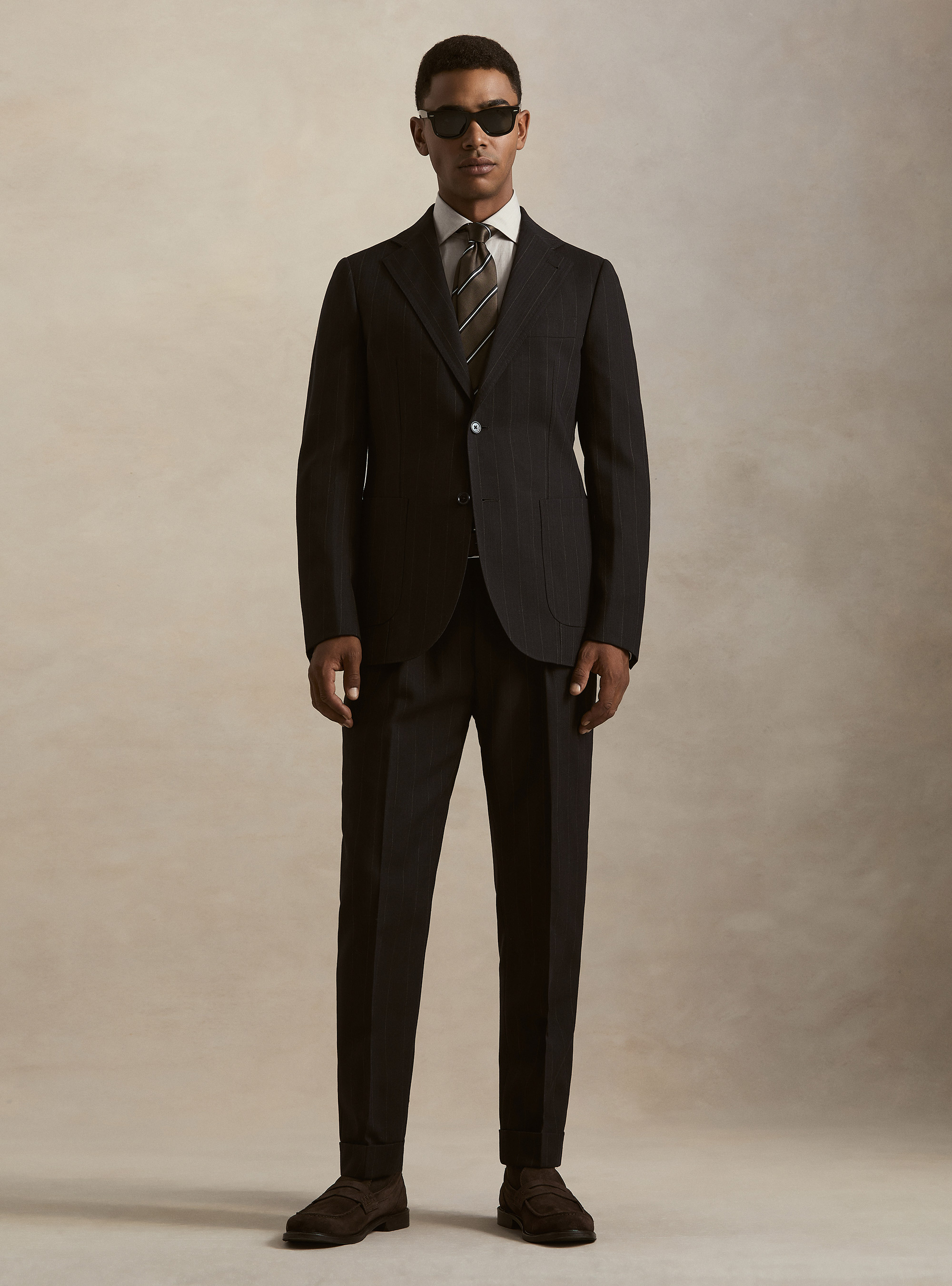 Striped Pure Wool Herringbone Blazer, NAVY BLUE
