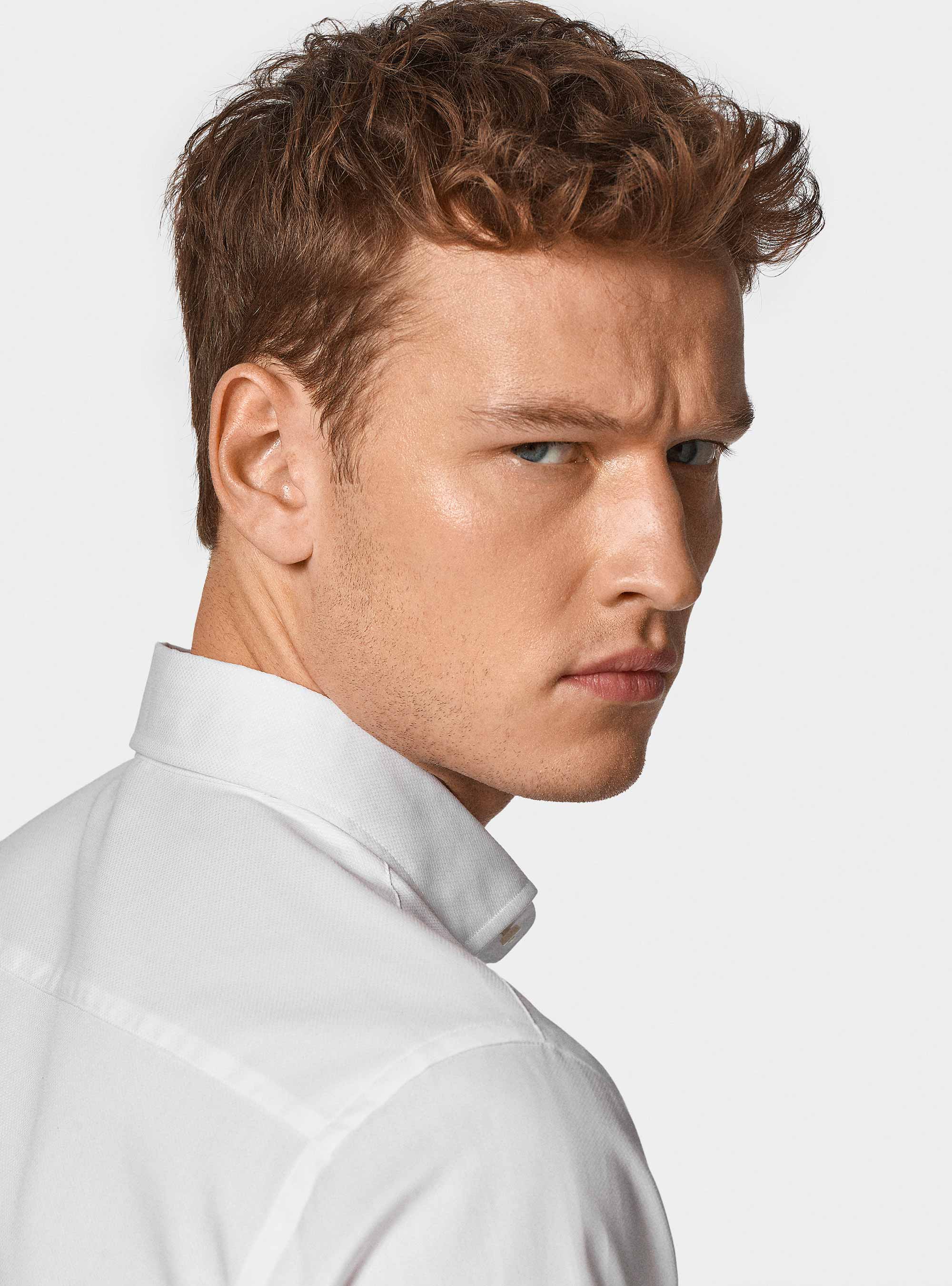 Knitted shirt in pure cotton, WHITE