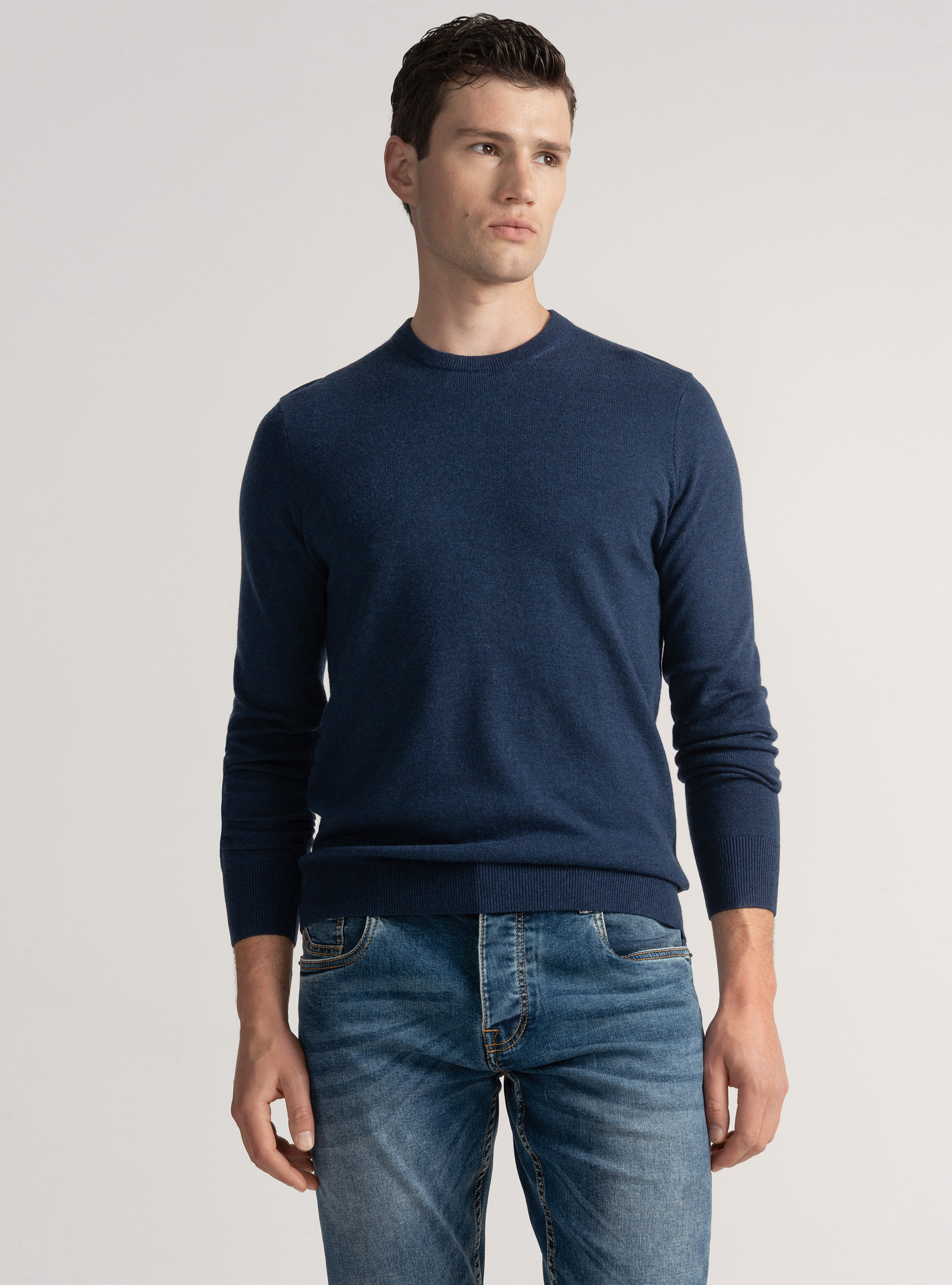 Maglia girocollo in misto lana, INCHIOSTRO