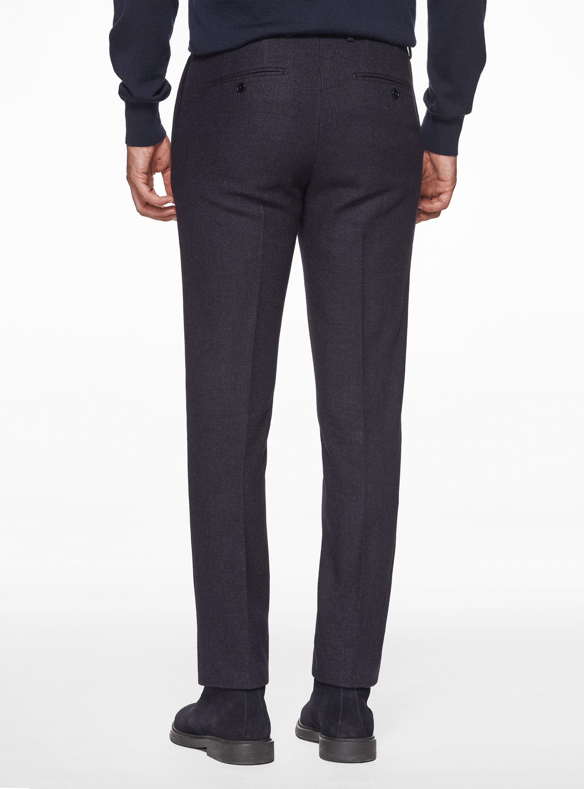 Flannel trousers, NAVY BLUE