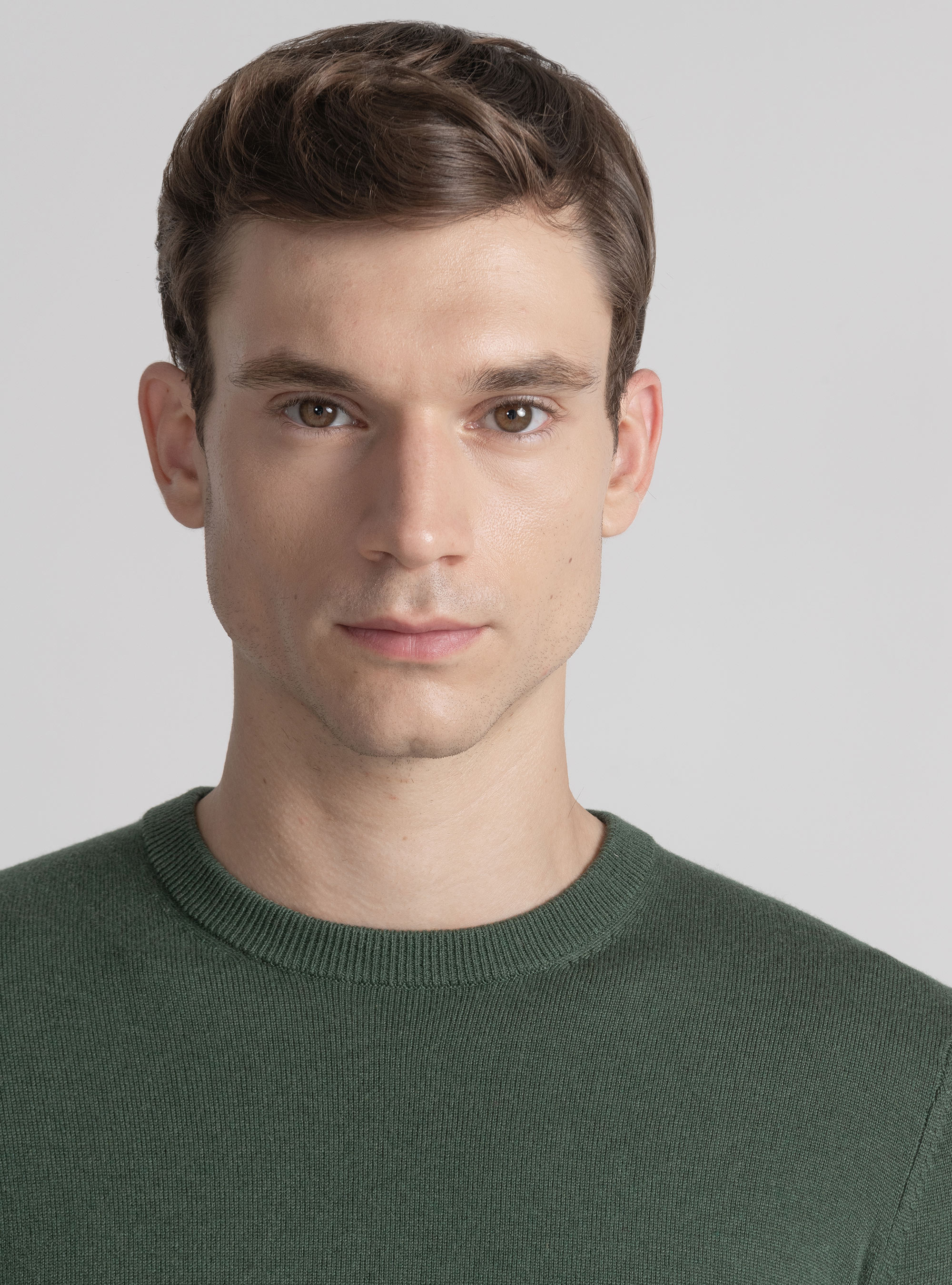 Crew-neck sweater in wool blend, MILITARE 0609C