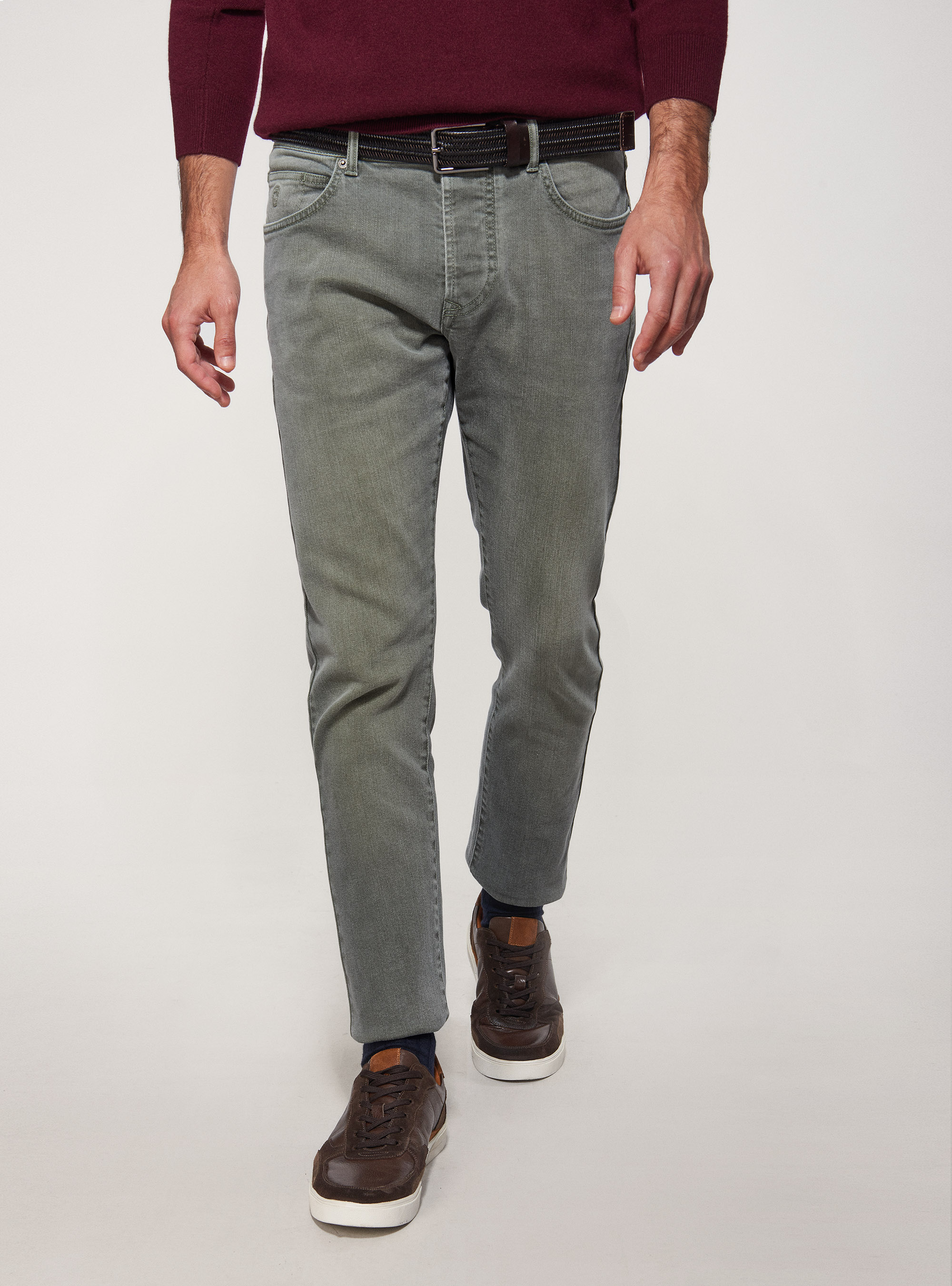 Pantaloni 5 tasche tailor fit, SALVIA 0602C