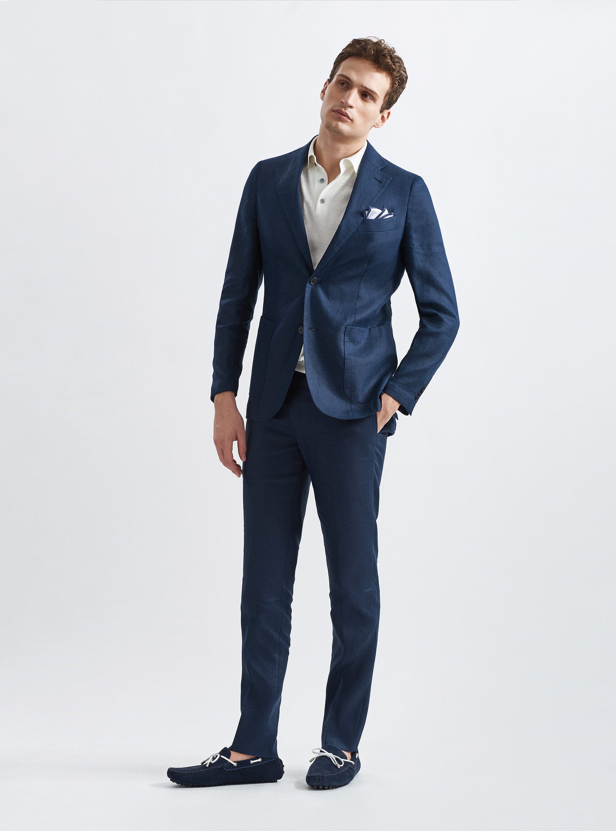 Giacca per abito in puro lino, BLU NAVY