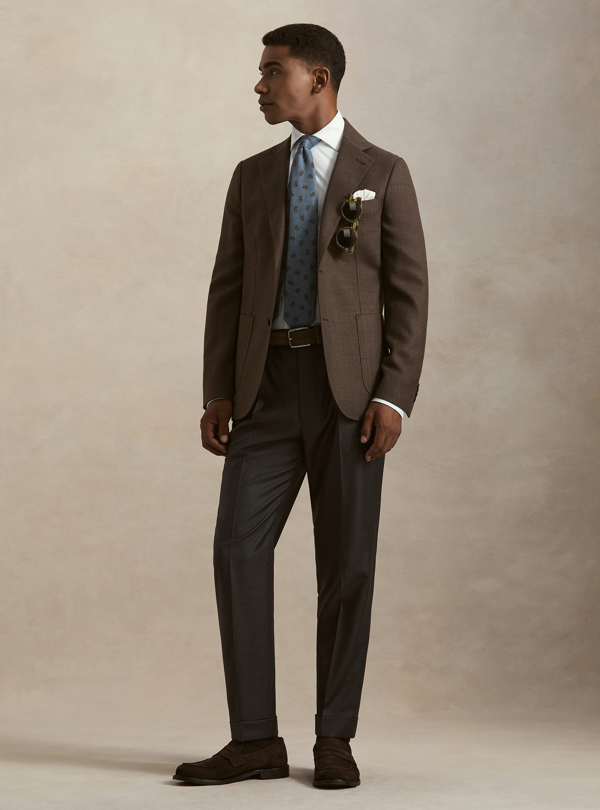 Wool Hopsack Blazer, BROWN