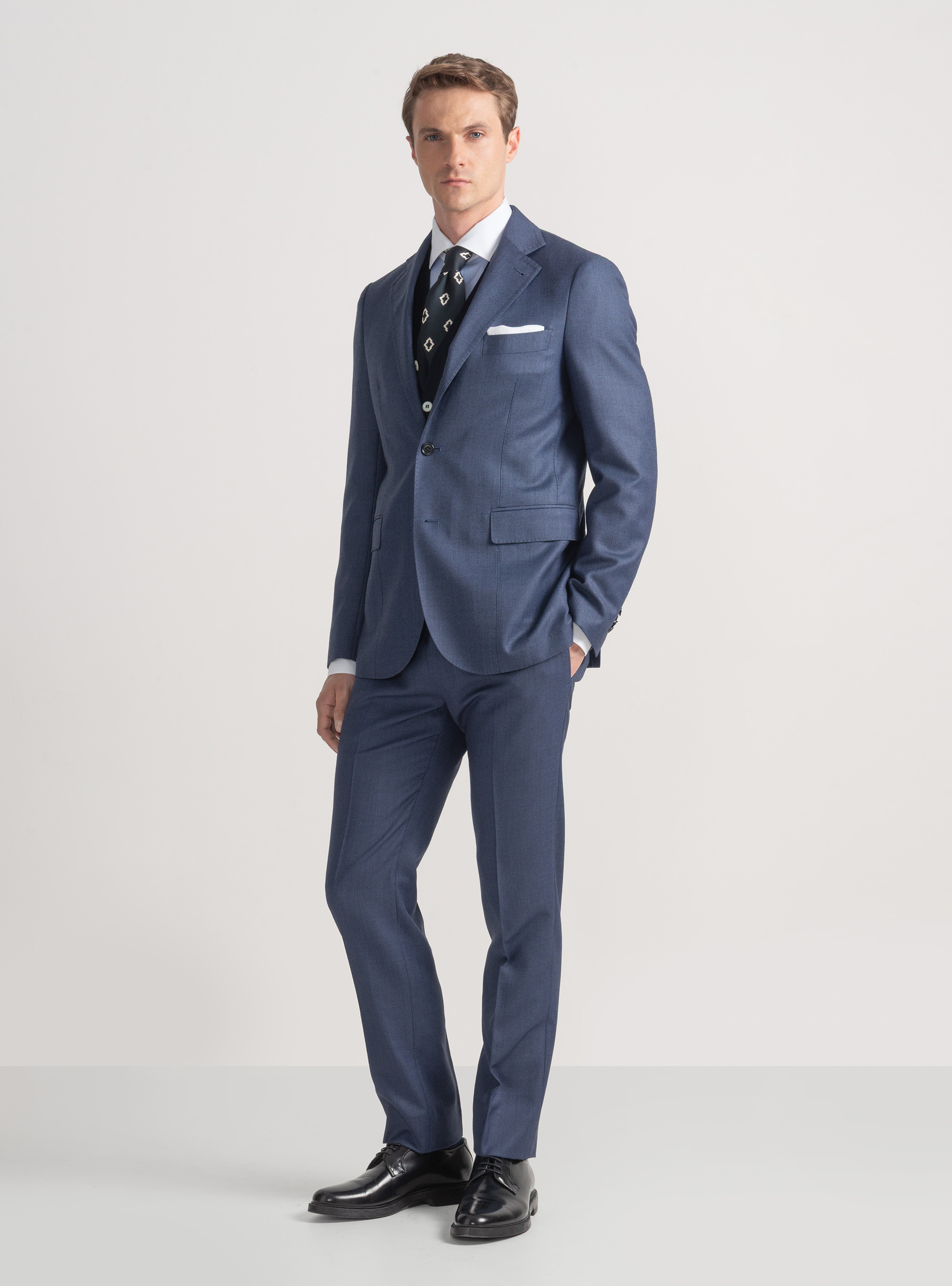 Giacca per abito in lana occhio di pernice Vitale Barberis Canonico, INCHIOSTRO
