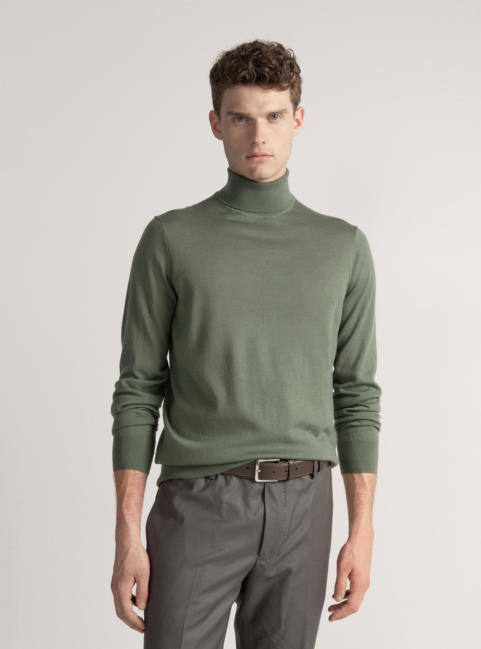Turtleneck in pure extra-fine merino wool, SALVIA 0602C