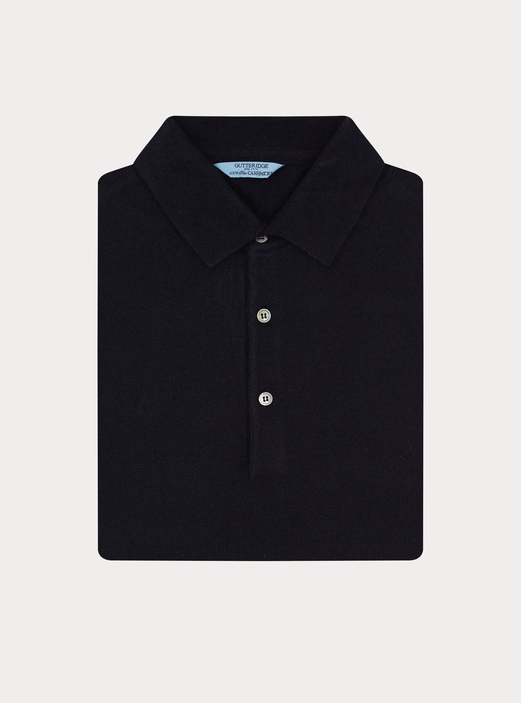 Long-sleeve polo shirt made of pure cashmere, NAVY BLUE