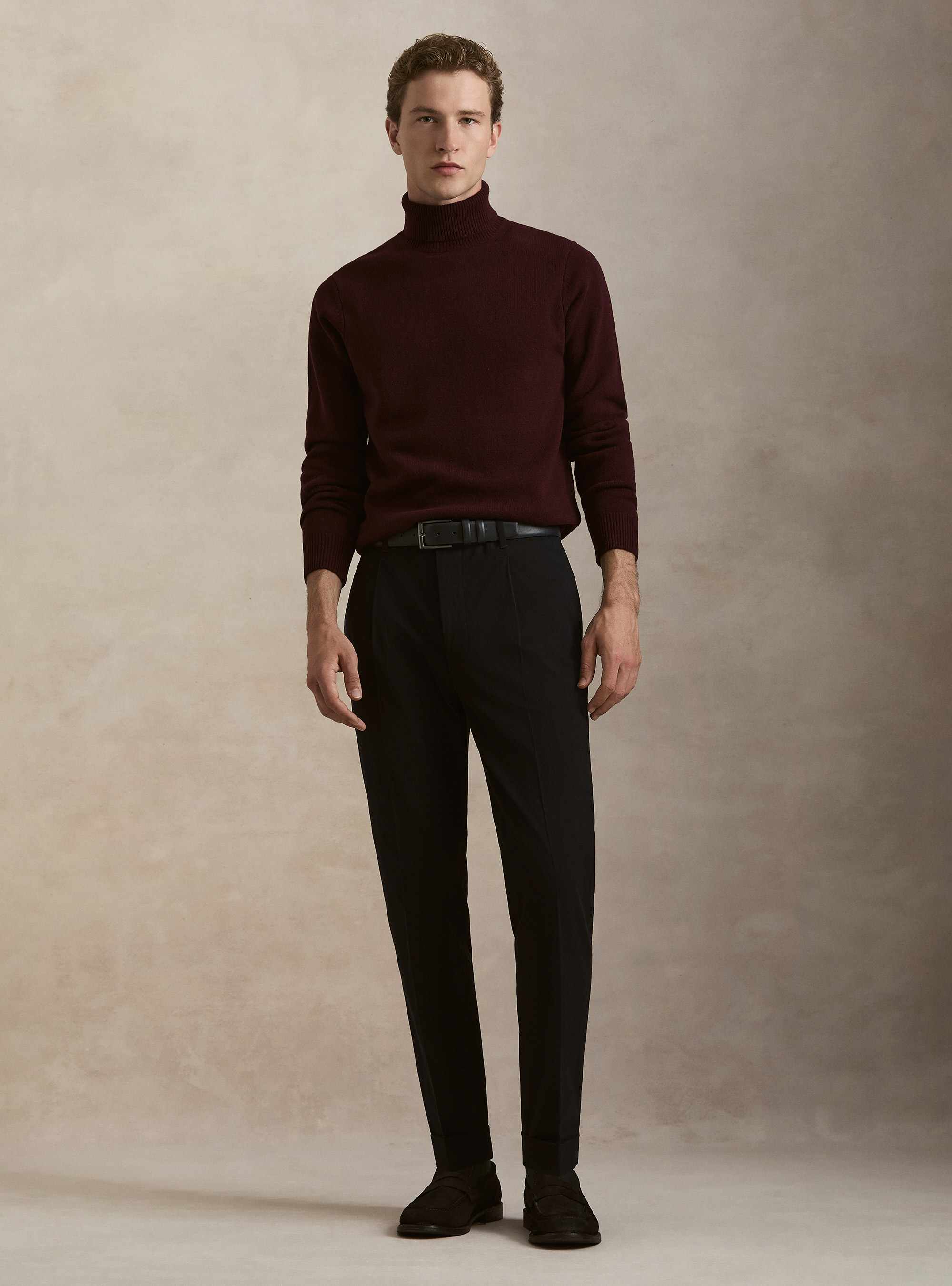 Merino wool turtleneck sweater, BORDEAUX