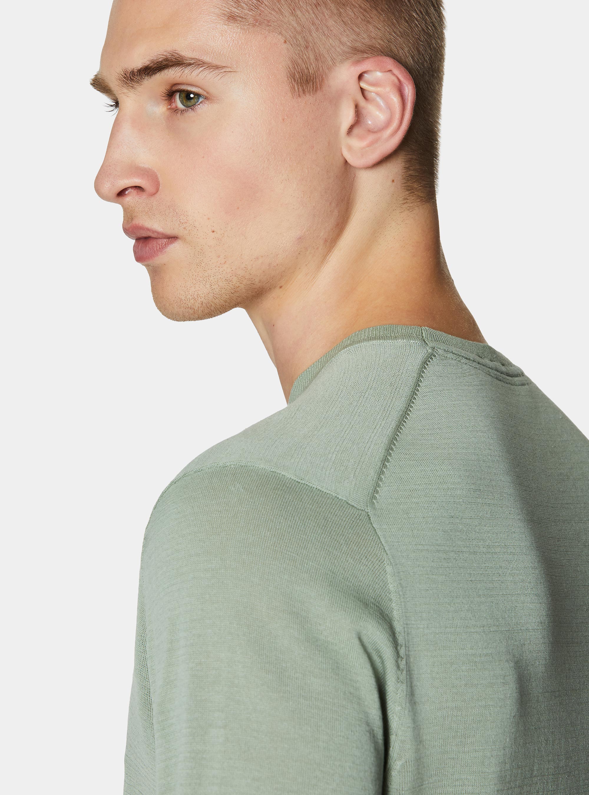Maglia girocollo in cotone e seta, SALVIA 0602C
