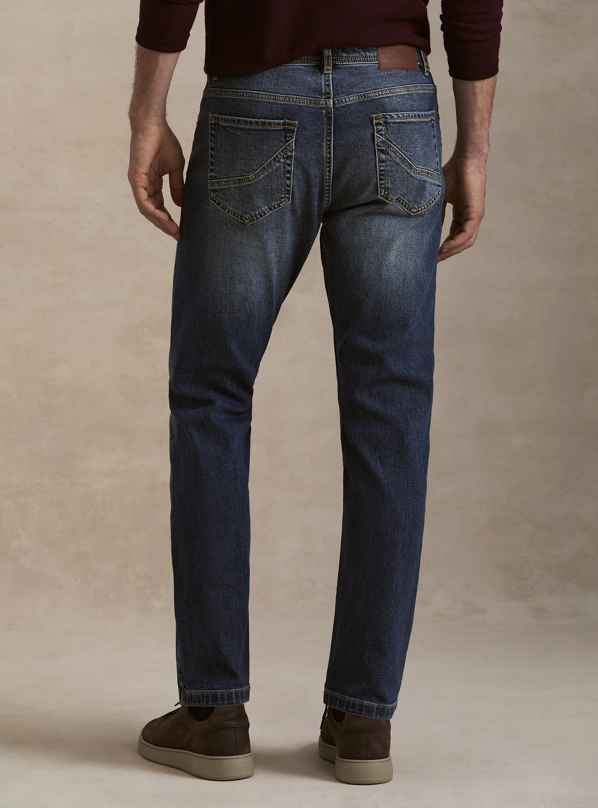 Denim de algod&oacute;n el&aacute;stico, AZUL MARINO