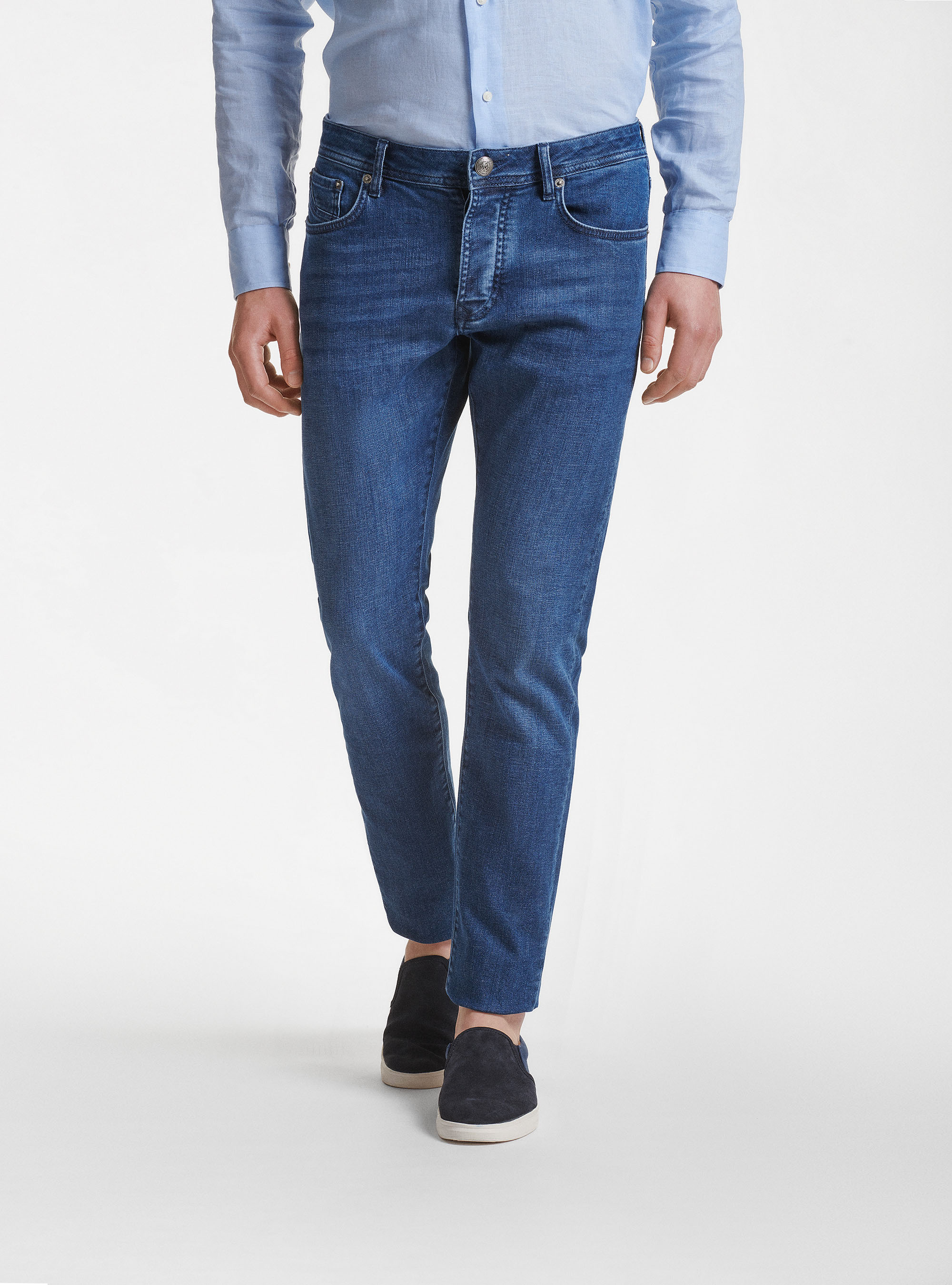 Coloured yarn-dyed jeans, BLUE