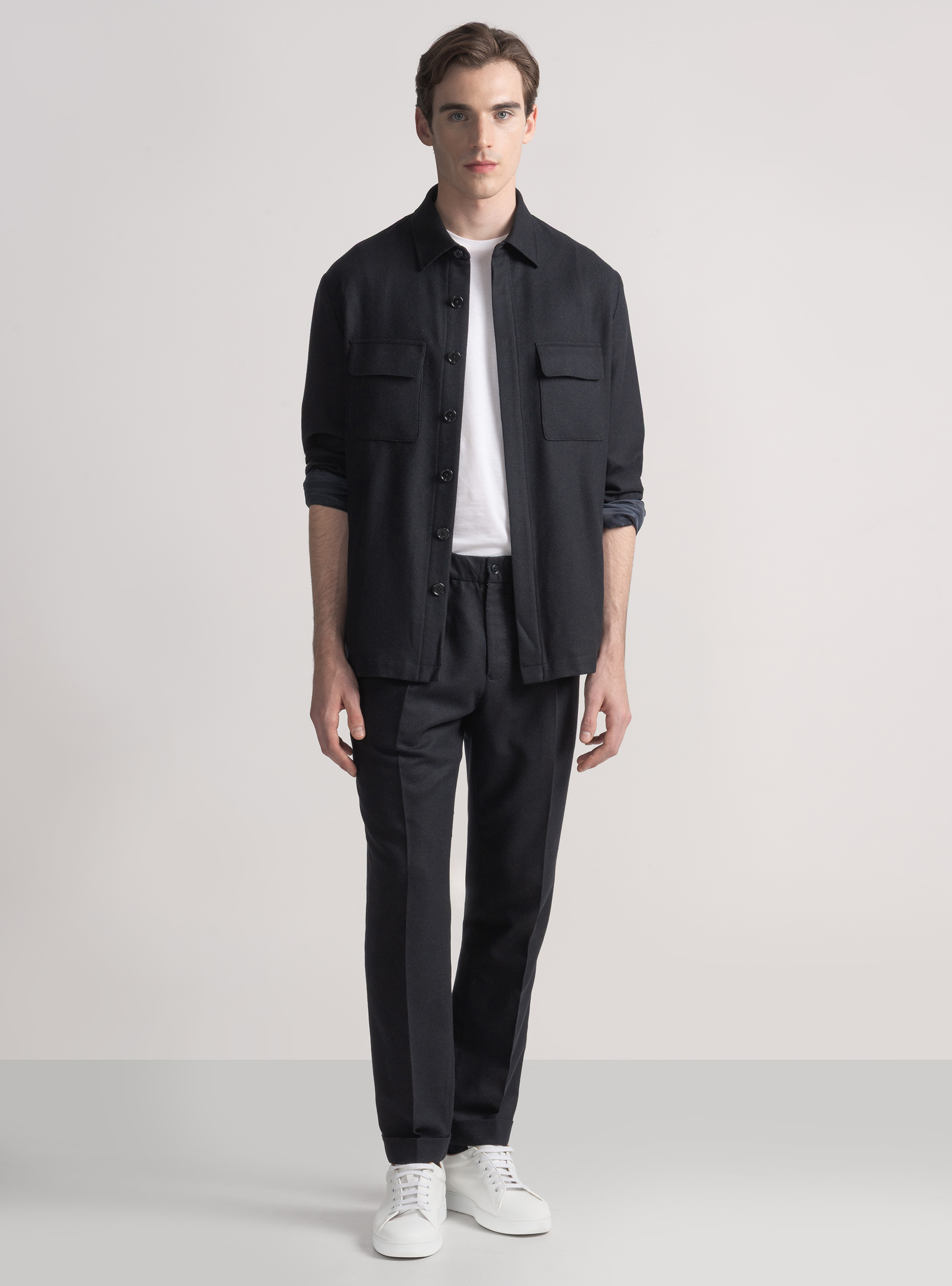 Lightweight wool-blend pleat and drawstring trousers, NAVY DARK 0219C