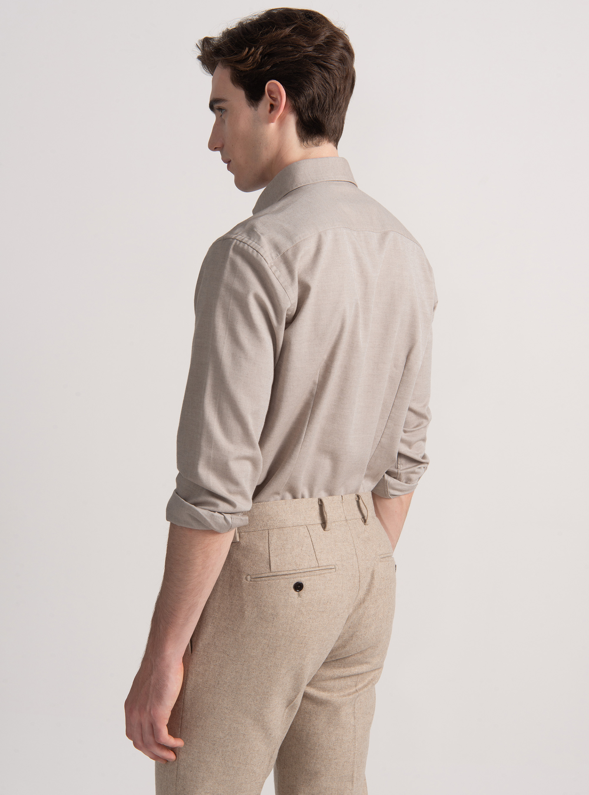 Camicia in flanella di cotone e lana, SABBIA