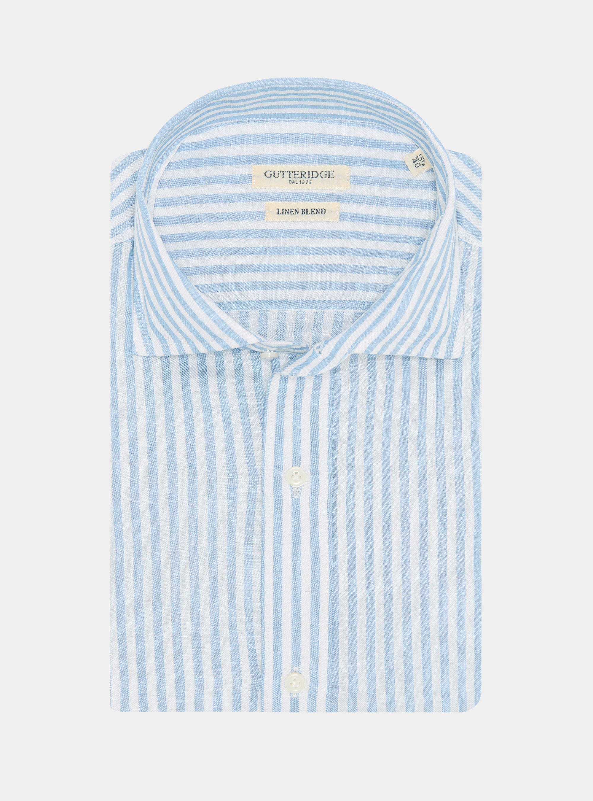 Linen blend striped shirt, LIGHT BLUE