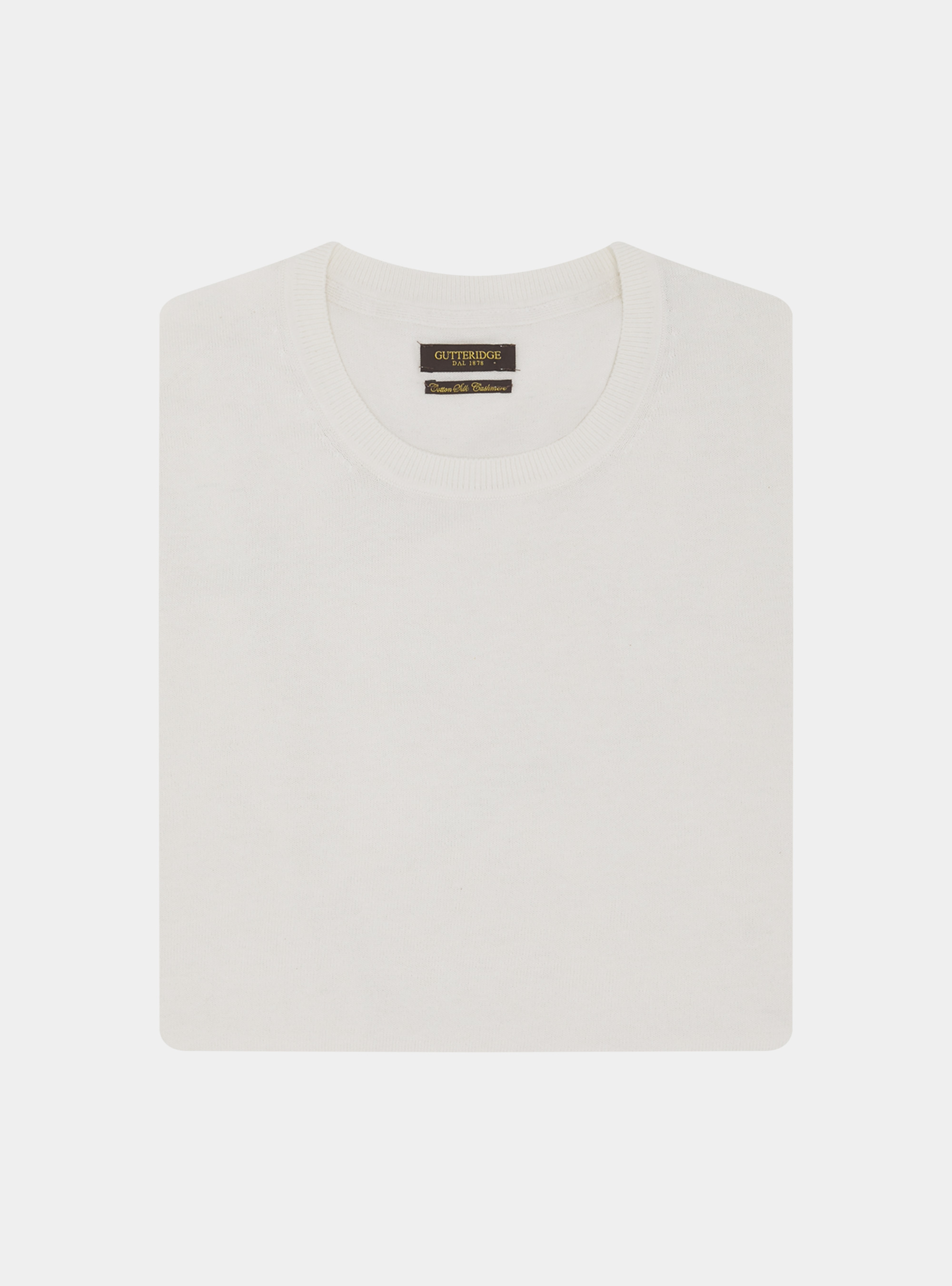 Maglia girocollo in cotone seta e cashmere, BIANCO