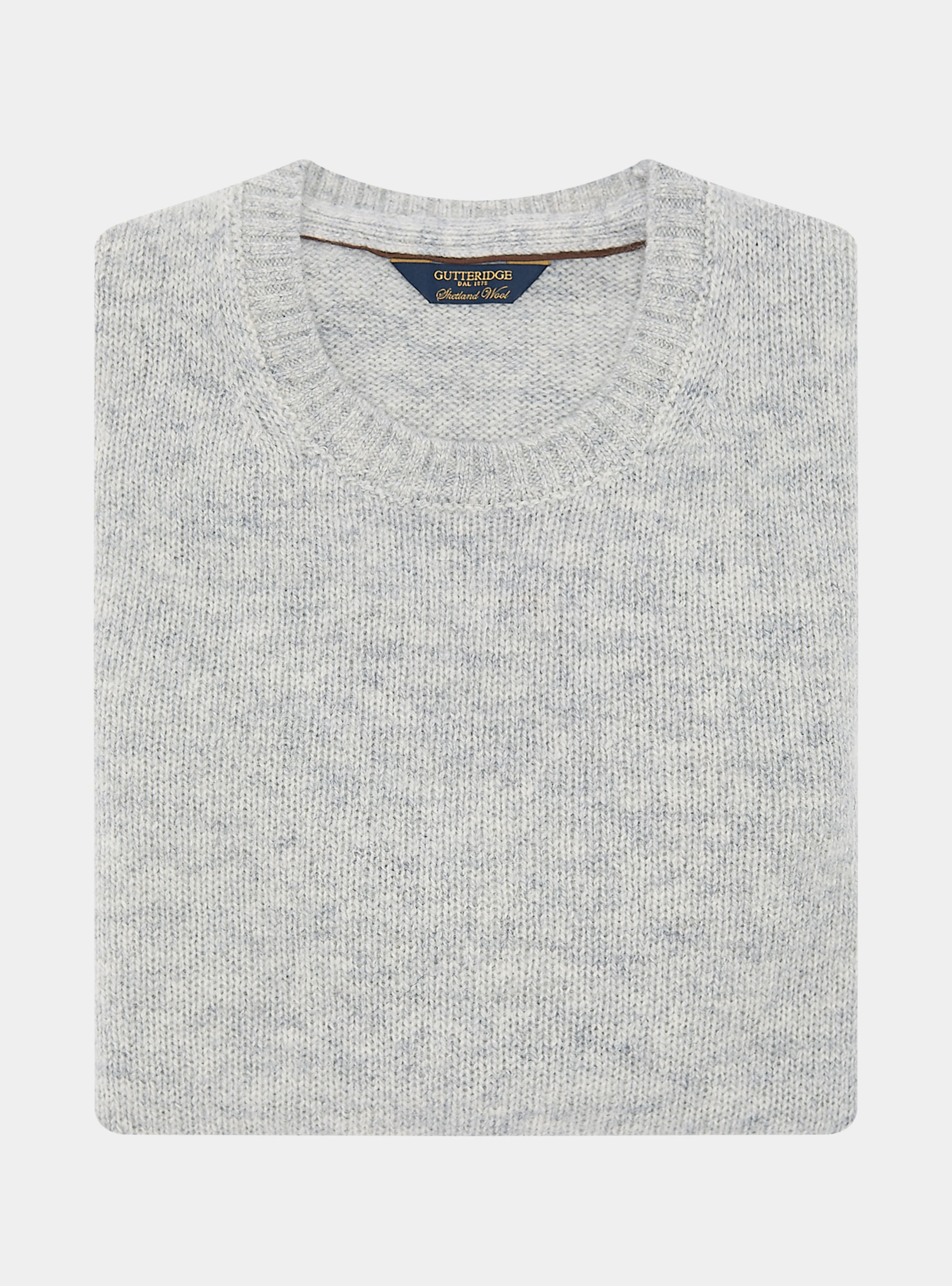 Shetland wool crew-neck sweater, GRIGIO MELANGE 0151C