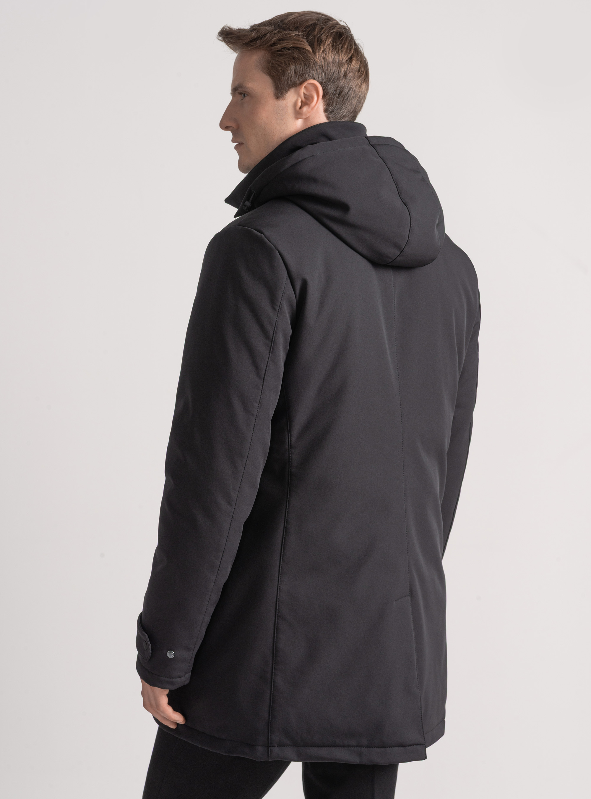 Technical parka with recycled padding, BLACK