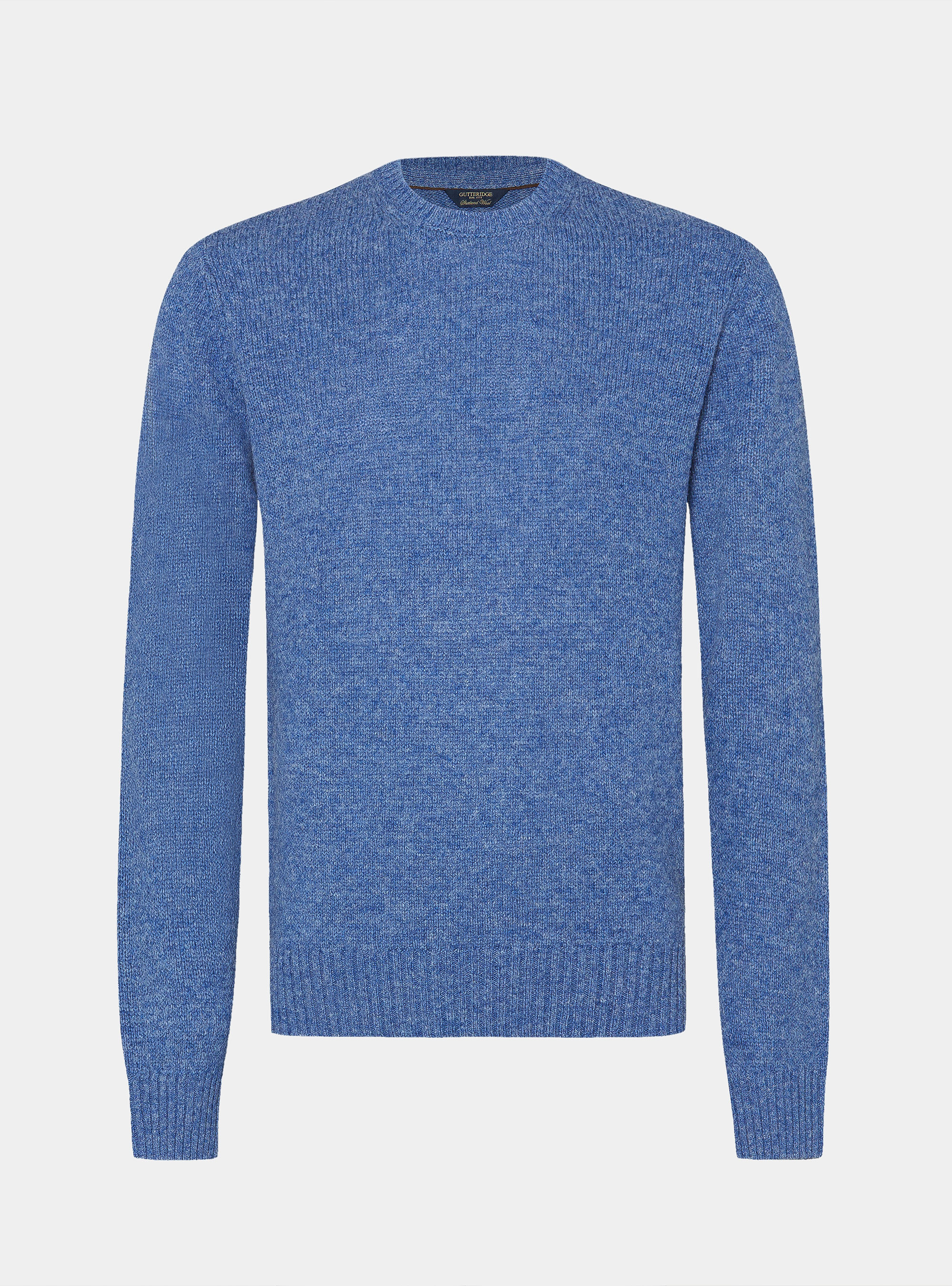 Shetland wool crew-neck sweater, 0243C DENIM
