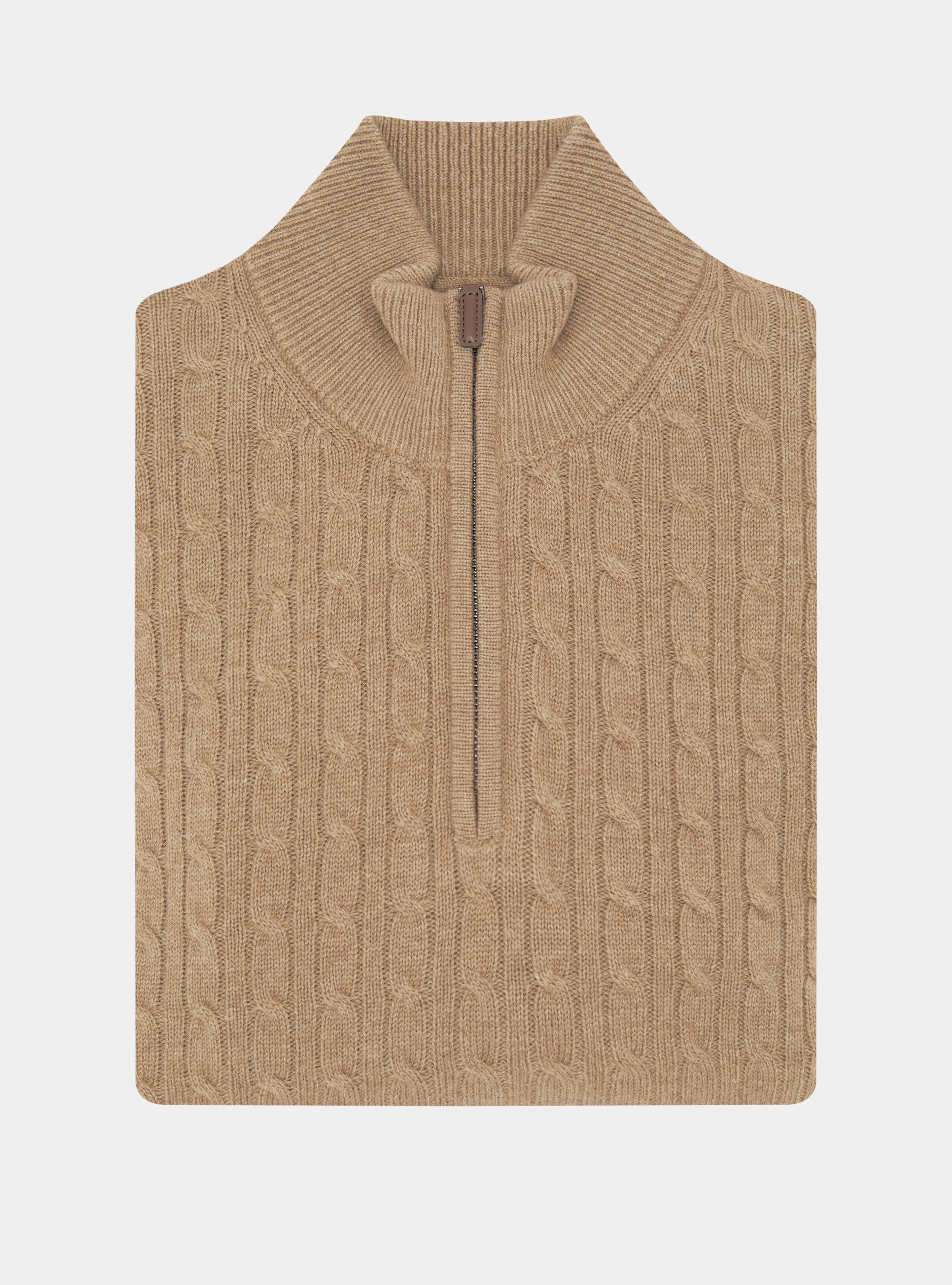 Sweater with mock neck and cashmere wool braid, CAMMELLO 0570C