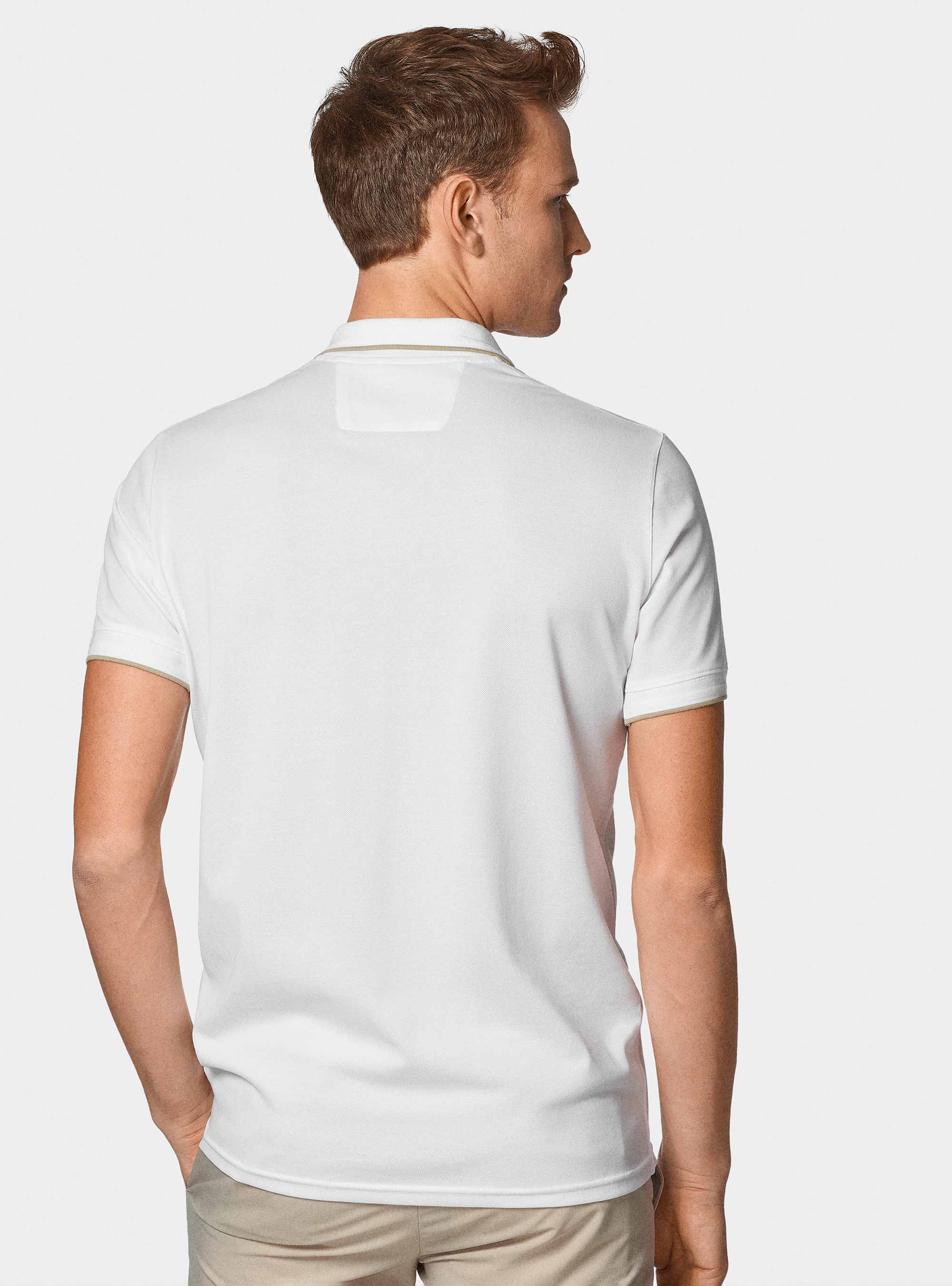 GT01 buttonless stretch pique polo shirt, WHITE