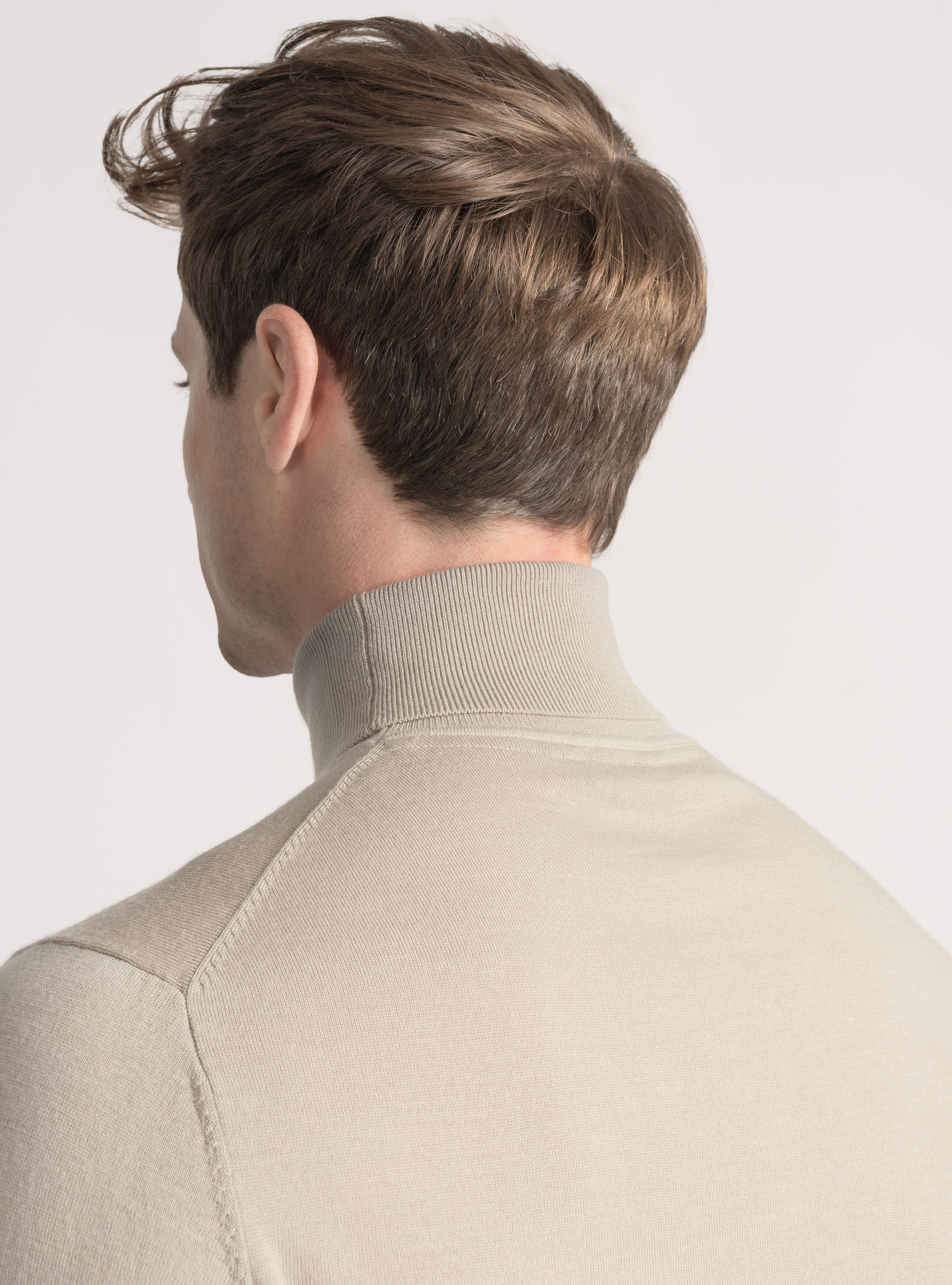 Turtleneck in pure extra-fine merino wool, SAND