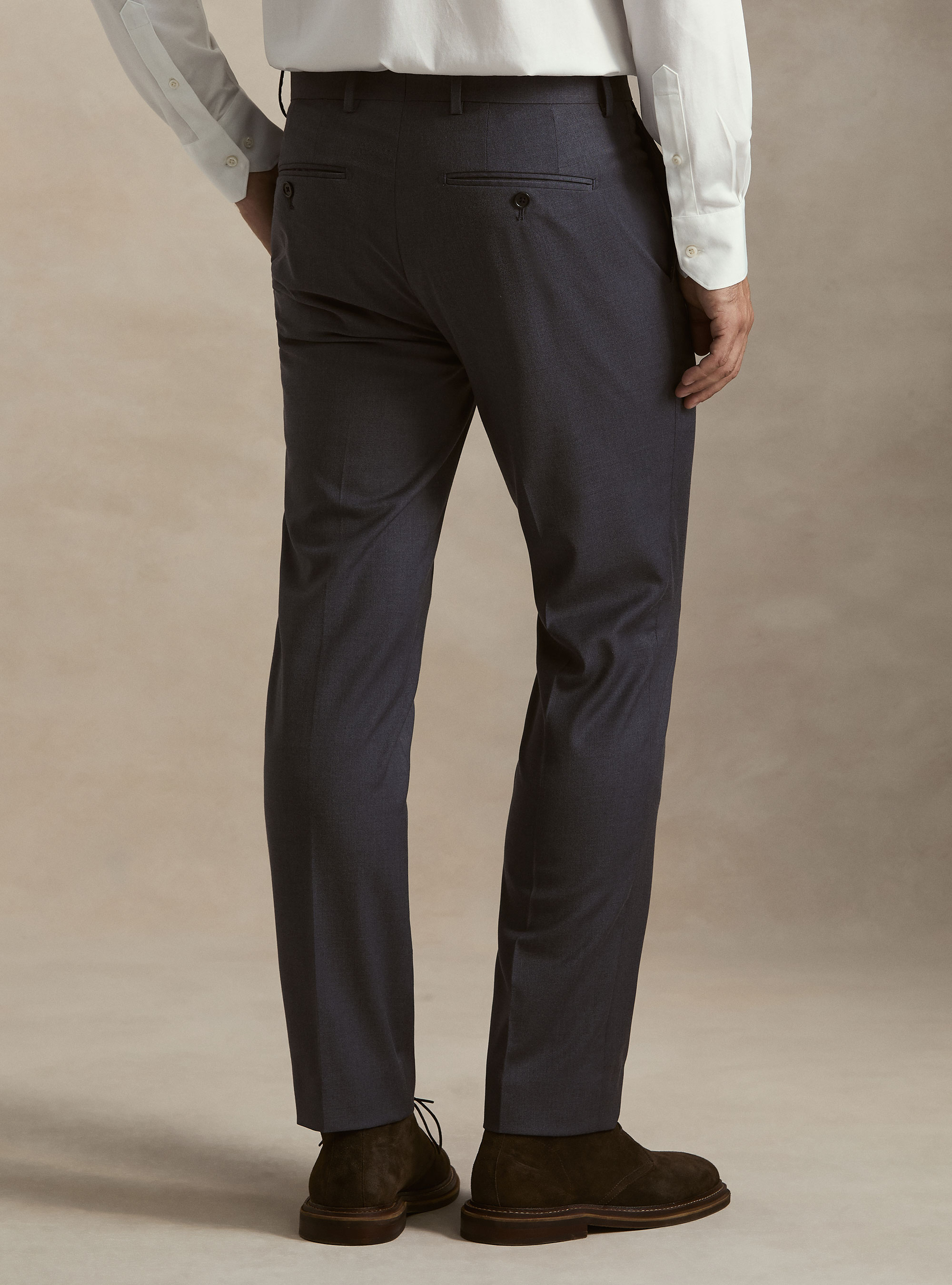 Pantaloni abito classico slim fit, INCHIOSTRO