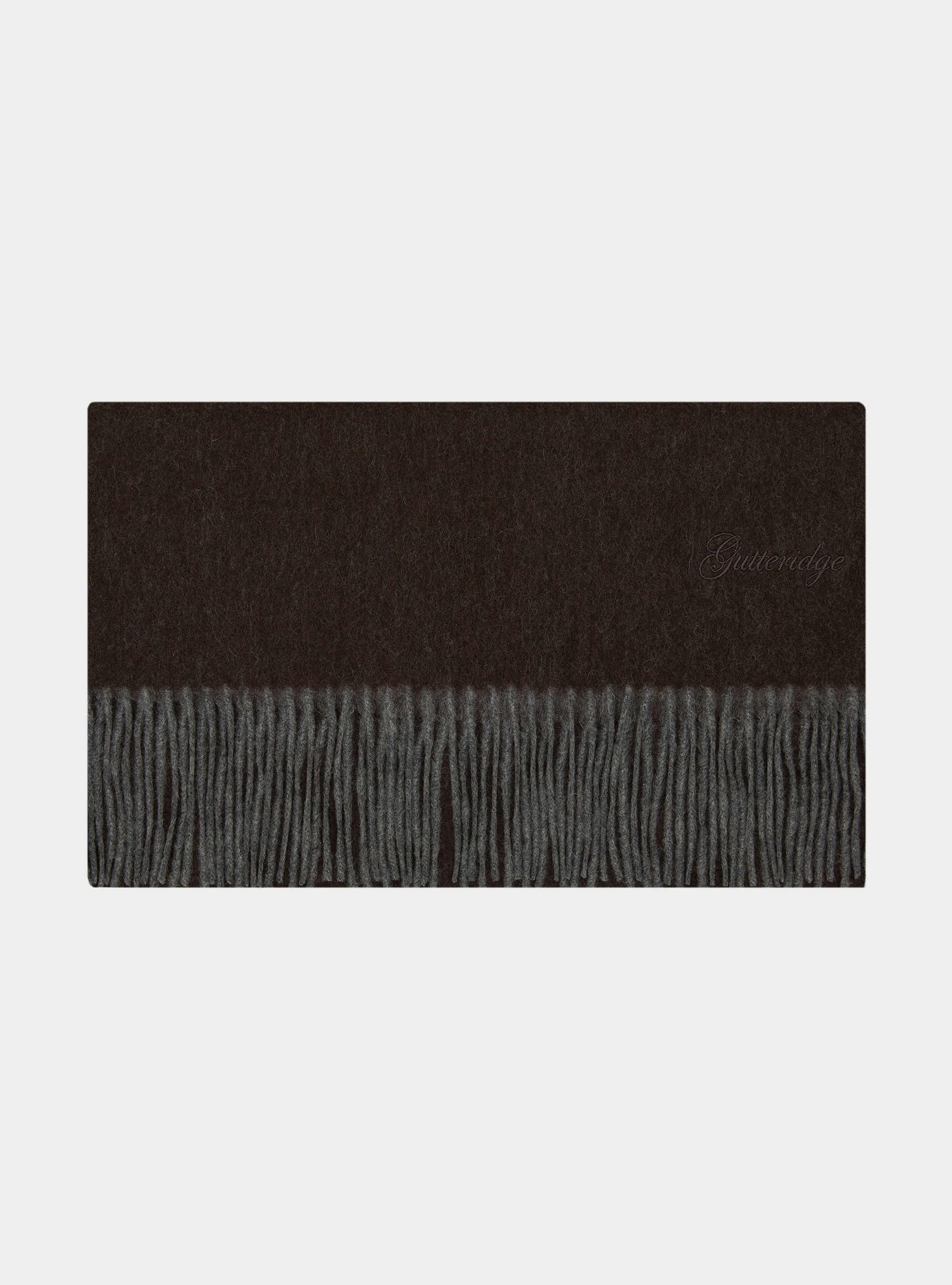 Sciarpa double face con ricamo in lana cashmere, MARRONE